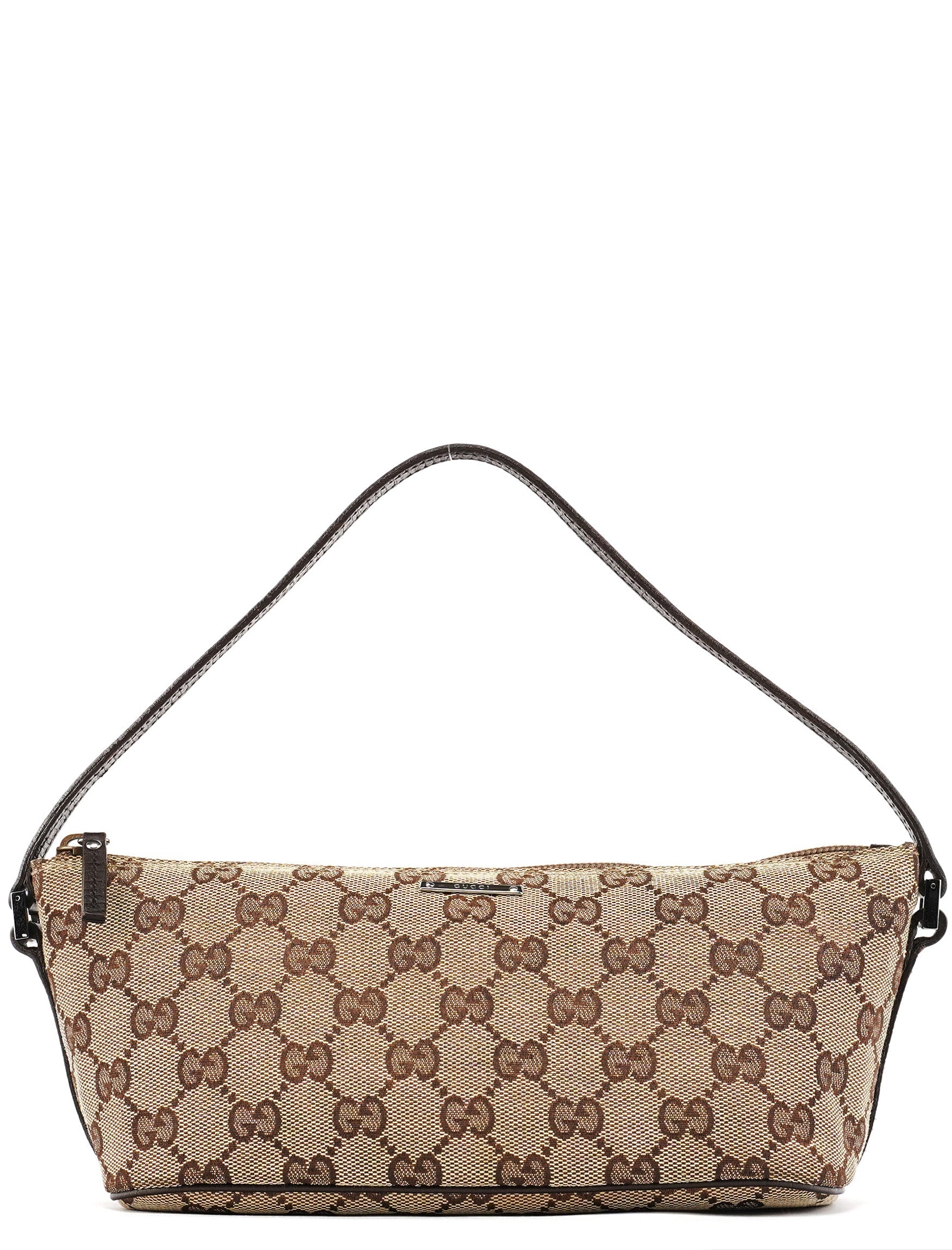 07198 Beige Brown GG Boat Pochette Bag
