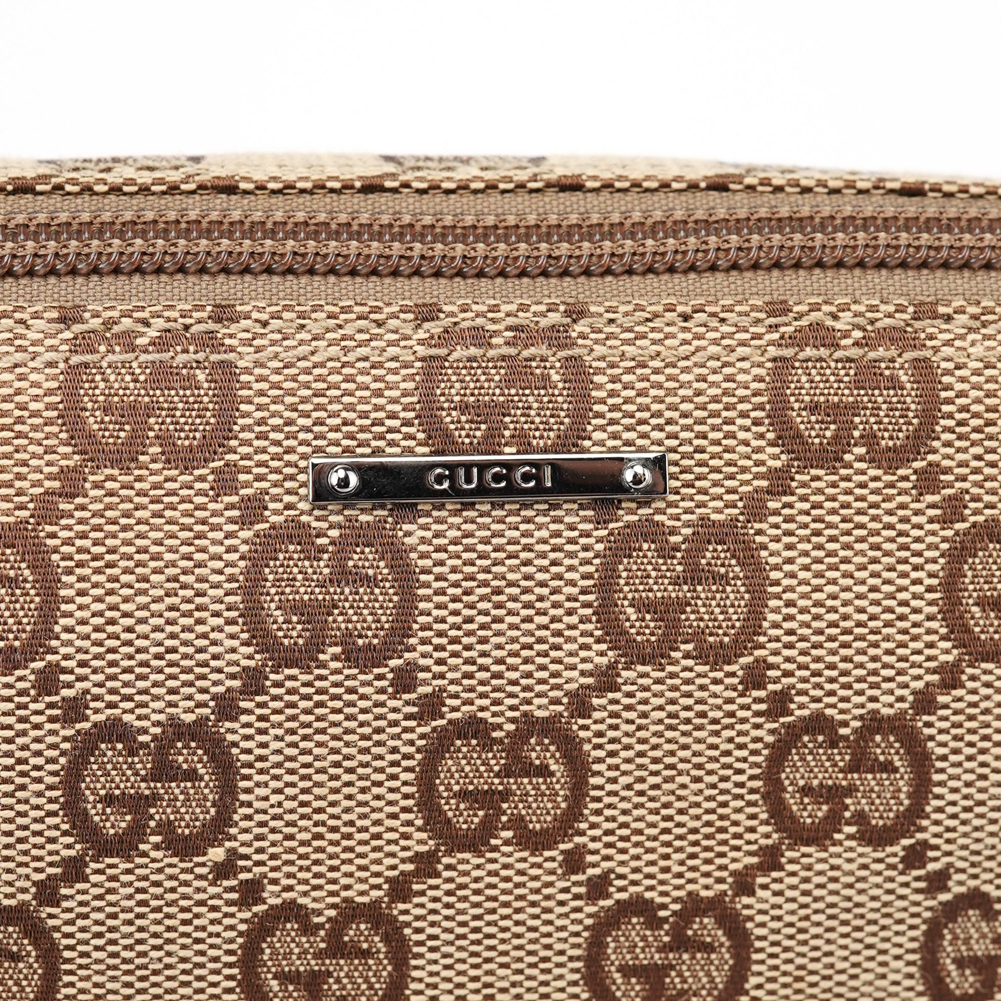 07198 Beige Green GG Boat Pochette