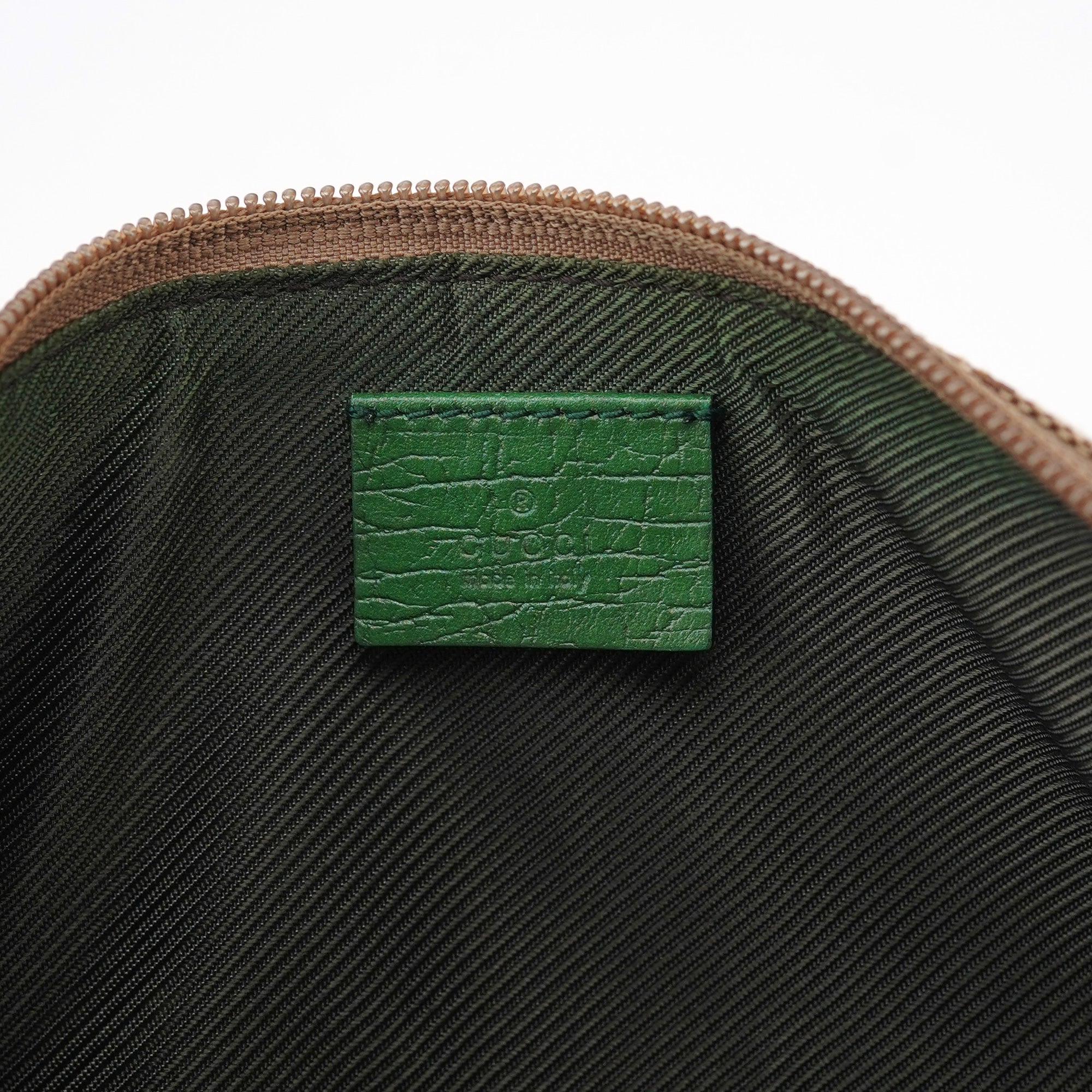 07198 Beige Green GG Boat Pochette