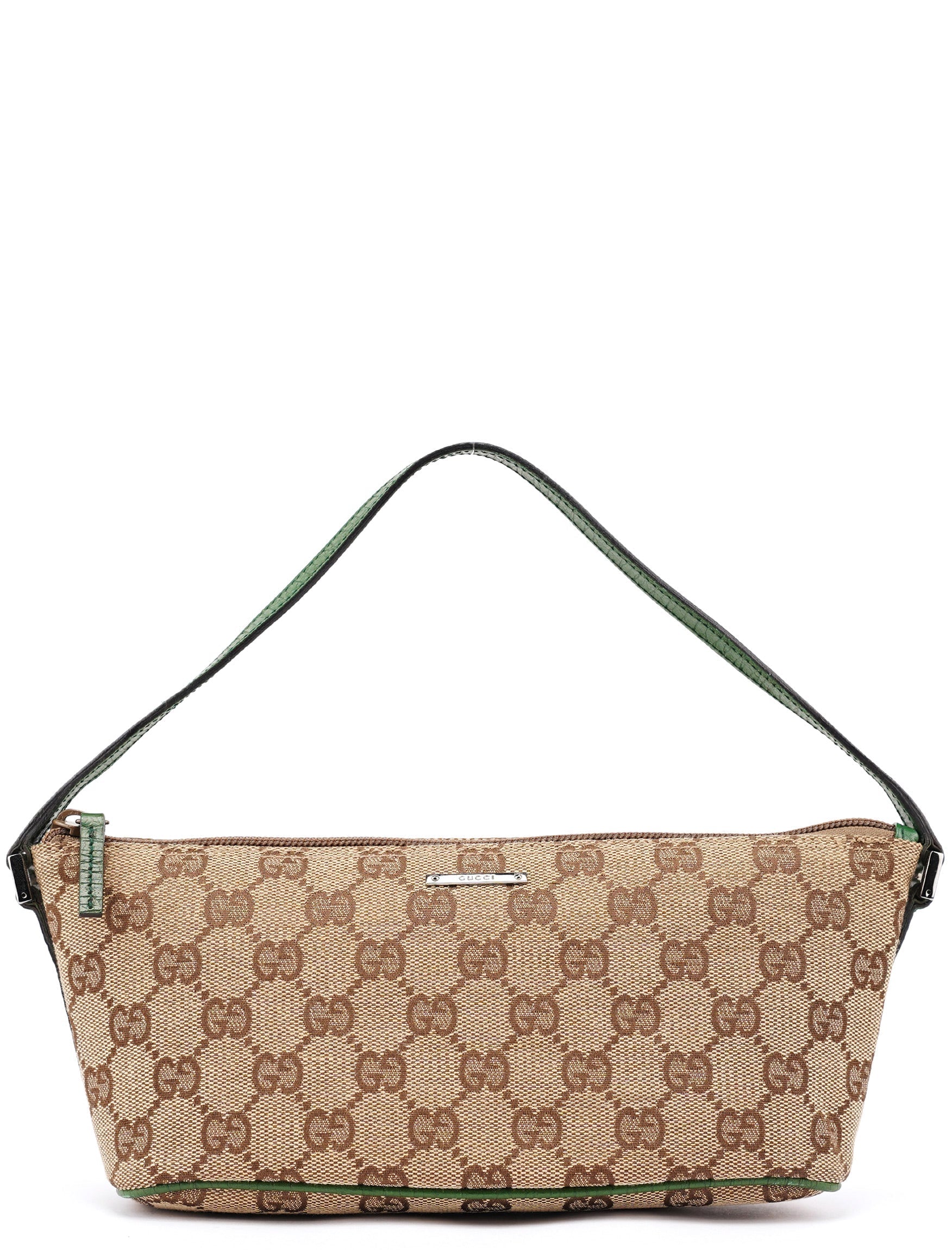 07198 Beige Green GG Boat Pochette