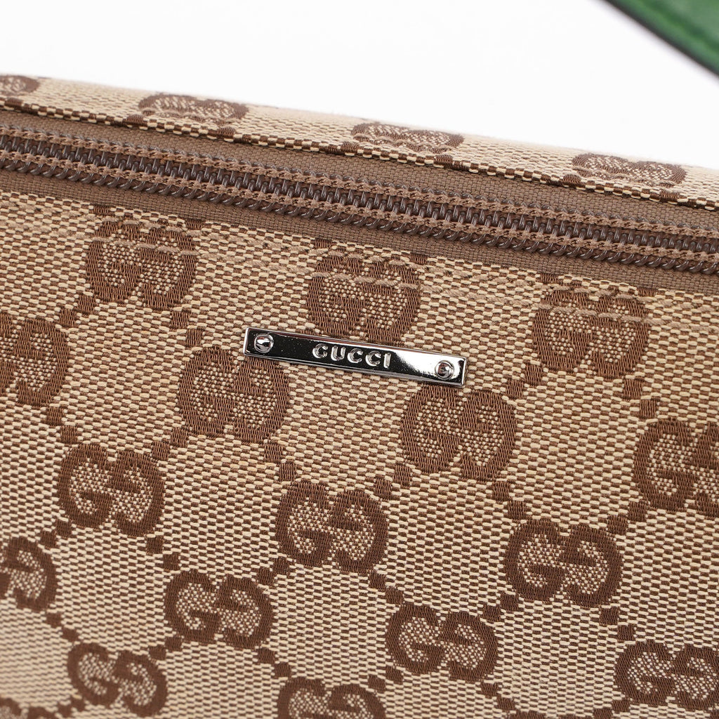 07198 Beige Green GG Boat Pochette