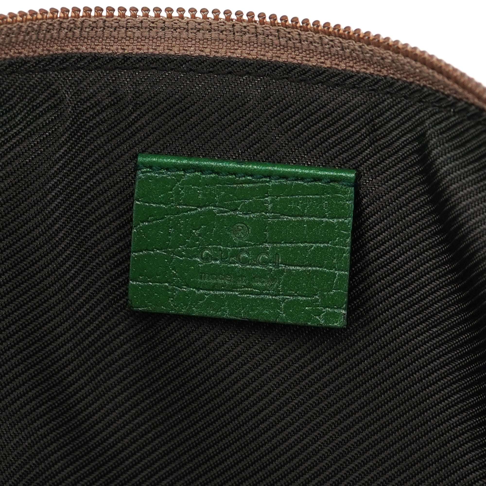 07198 Beige Green GG Boat Pochette