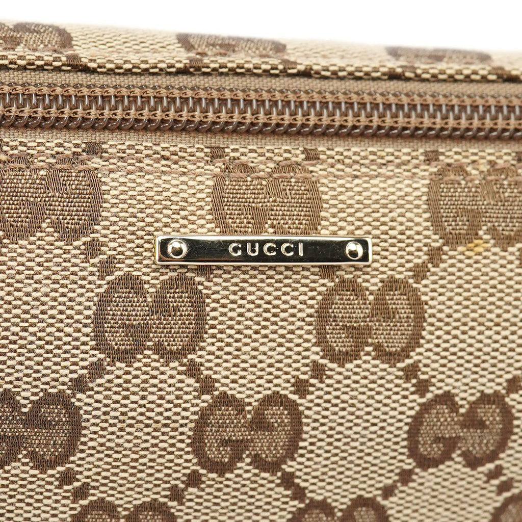 07198 Beige Navy GG Boat Pochette