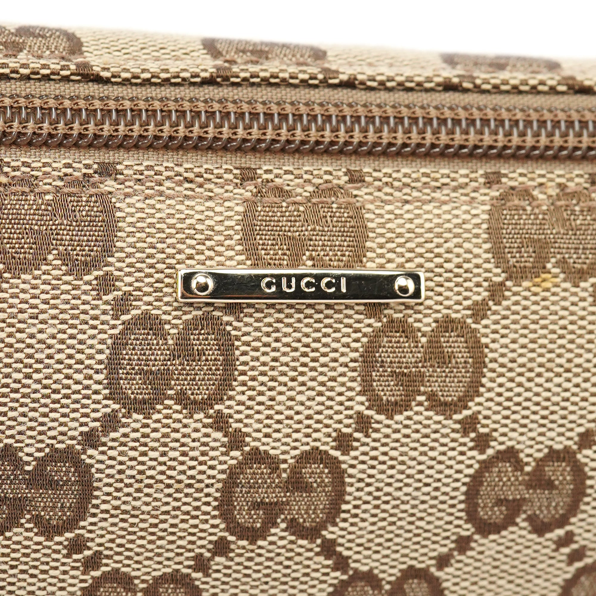 07198 Beige Navy GG Boat Pochette