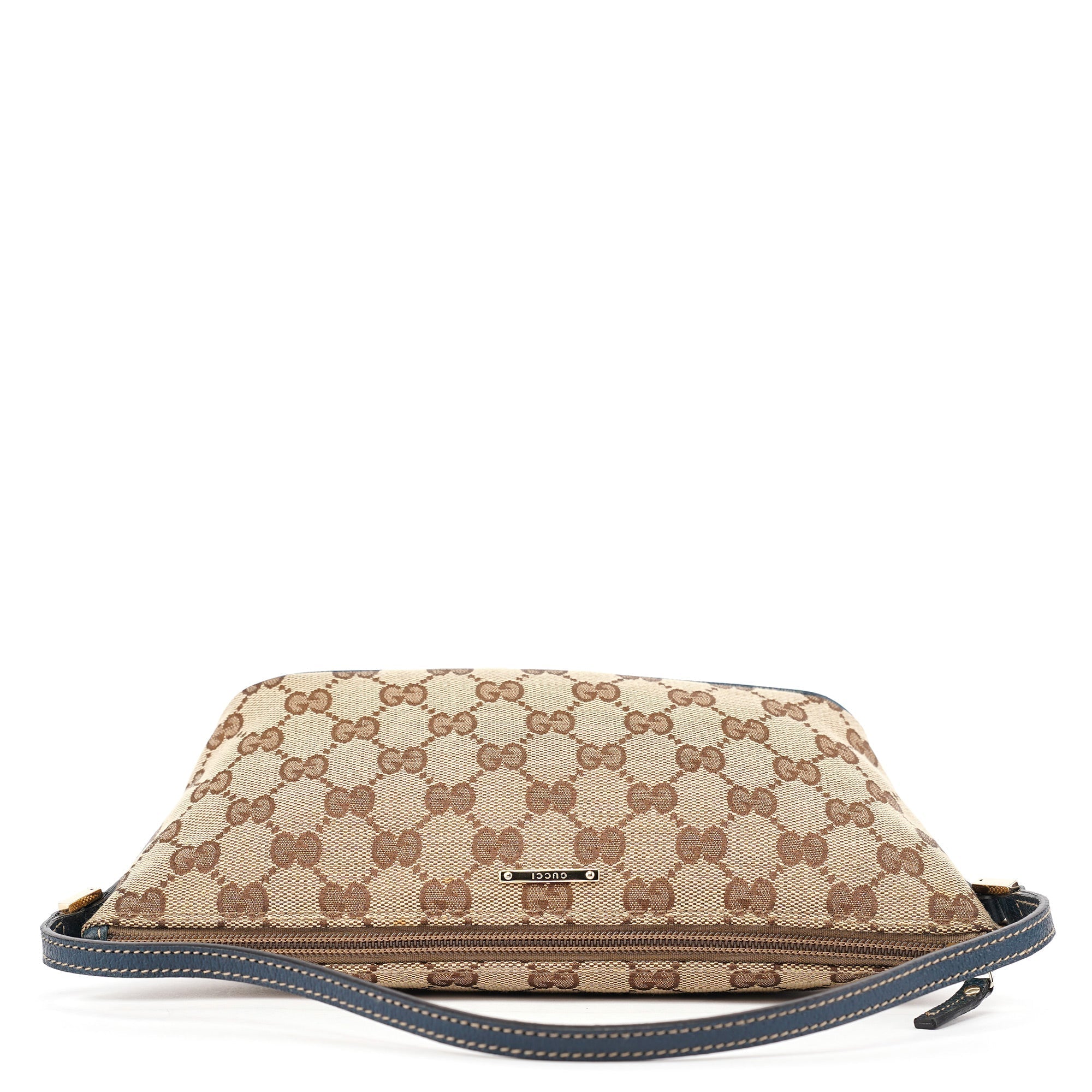 07198 Beige Navy GG Boat Pochette