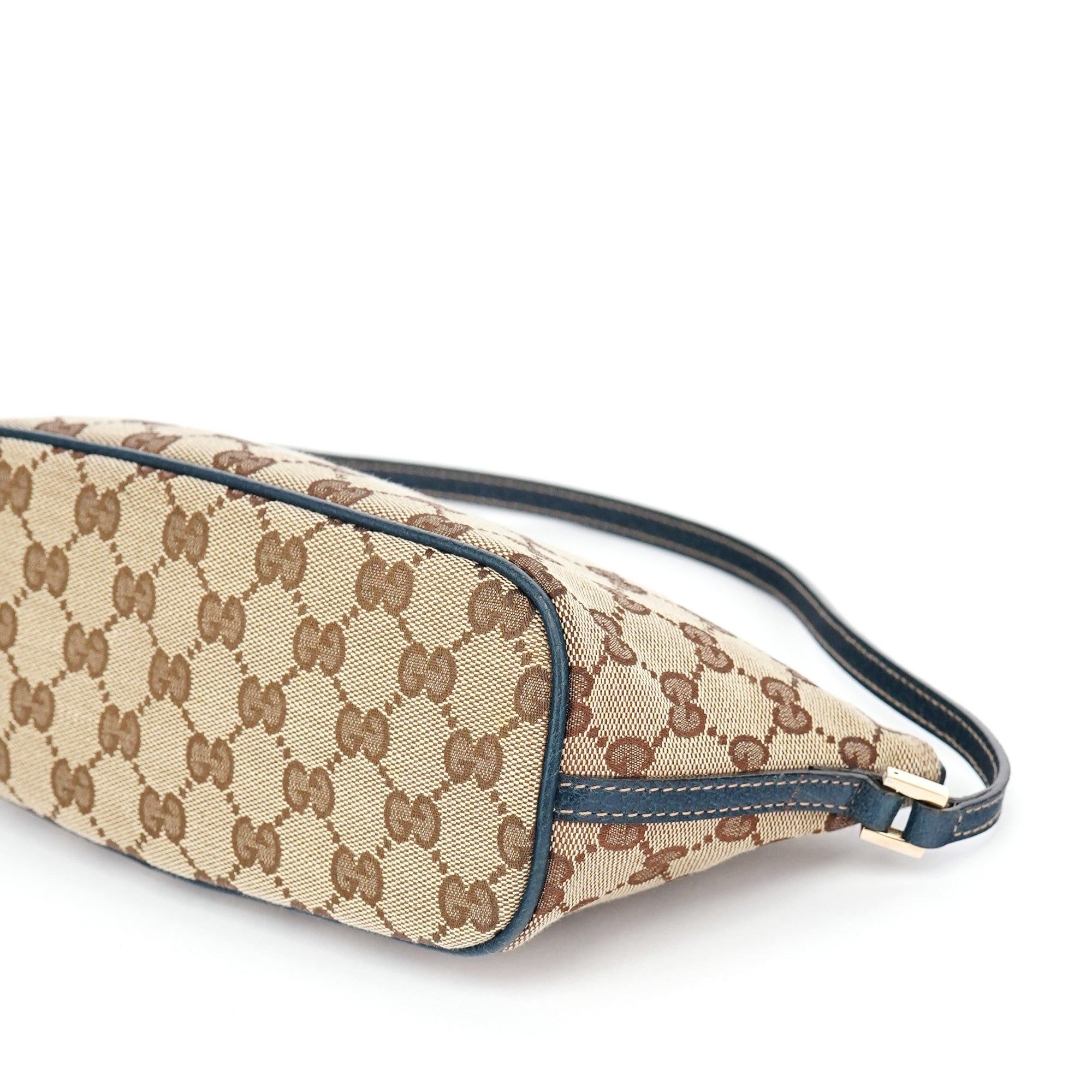 07198 Beige Navy GG Boat Pochette