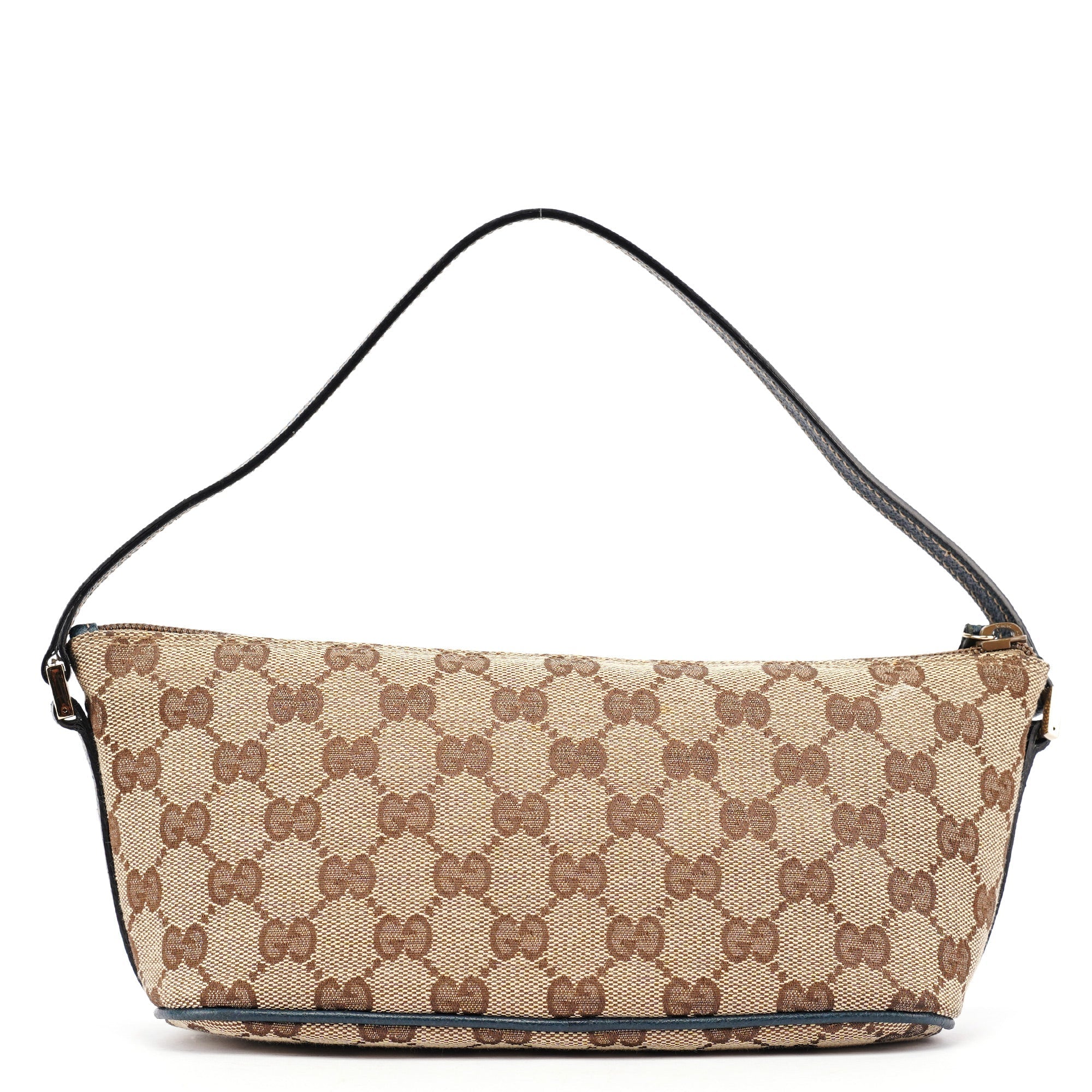 07198 Beige Navy GG Boat Pochette