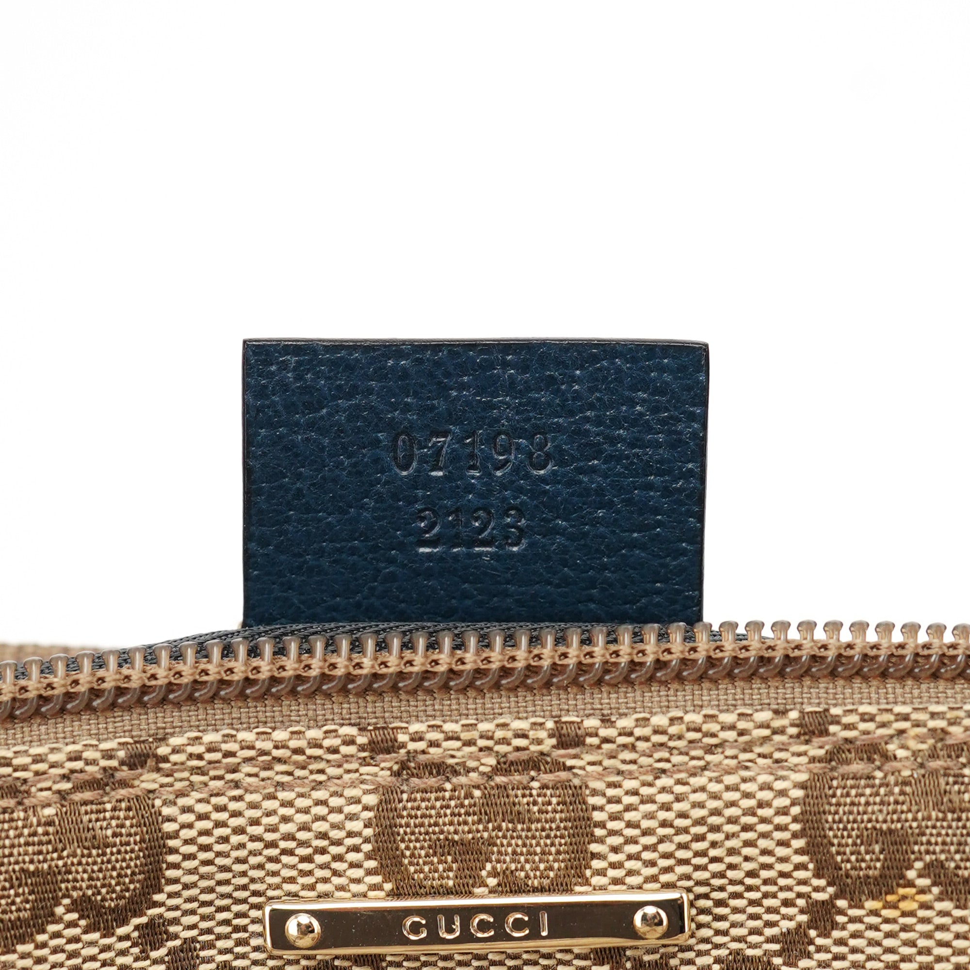 07198 Beige Navy GG Boat Pochette