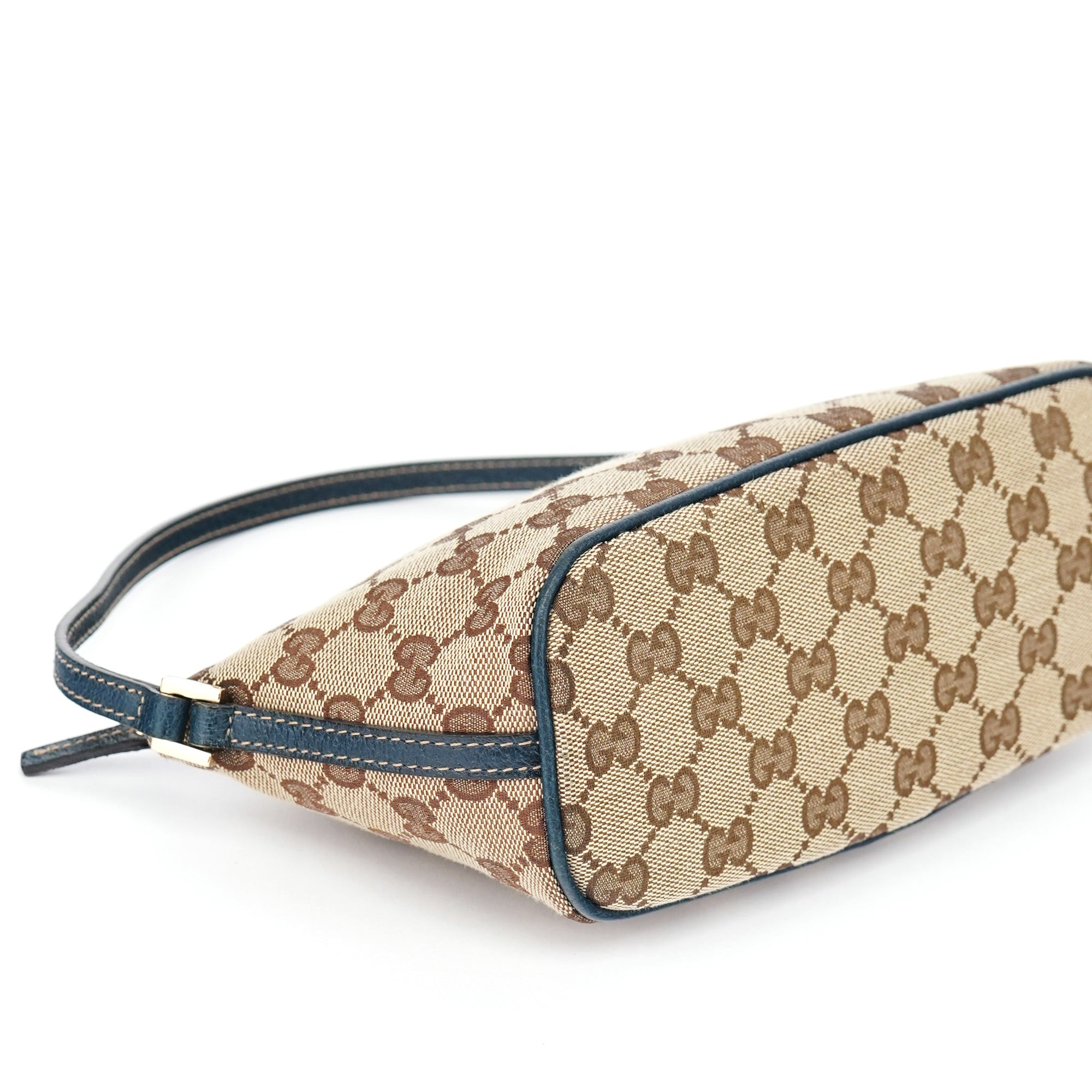 07198 Beige Navy GG Boat Pochette
