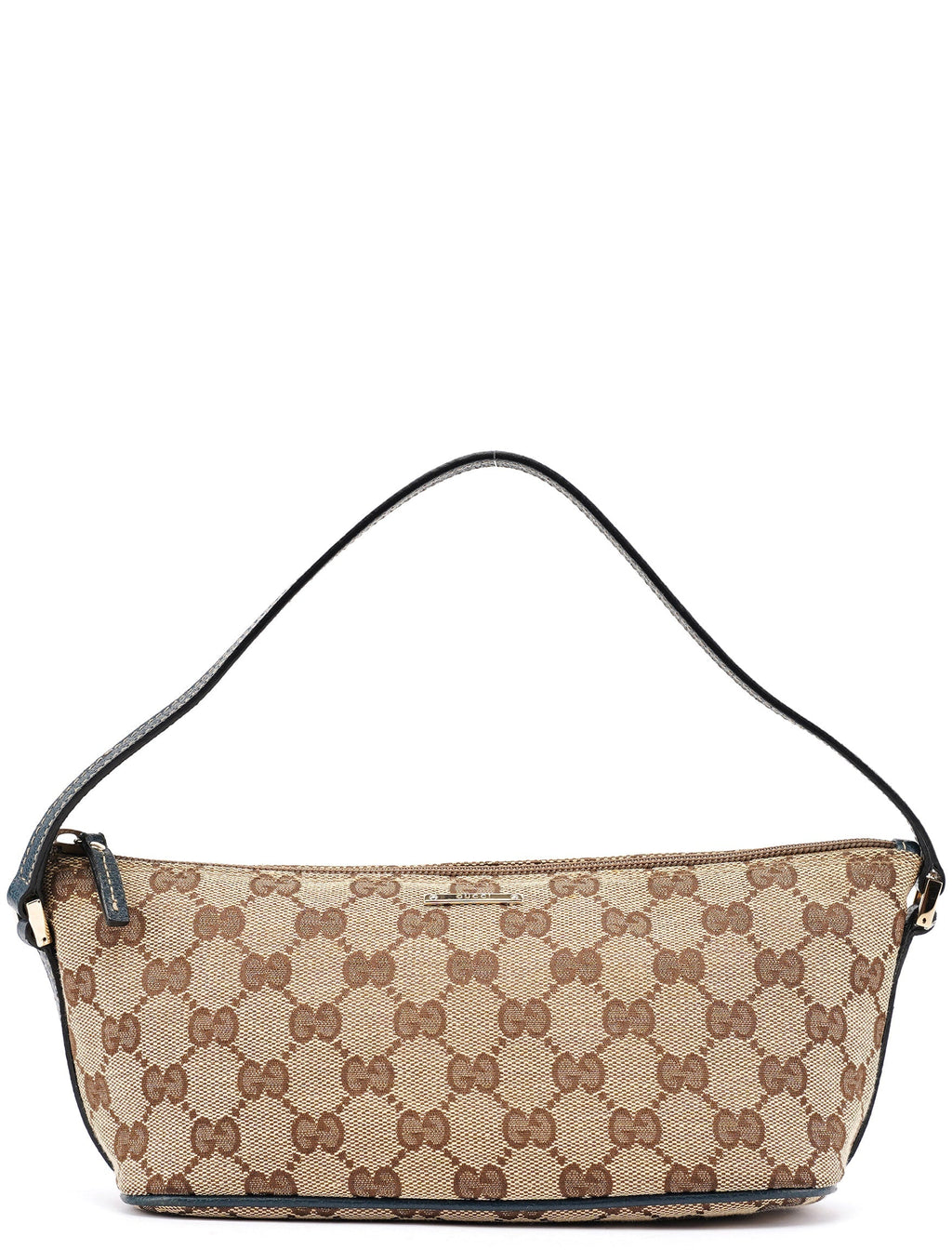 07198 Beige Navy GG Boat Pochette