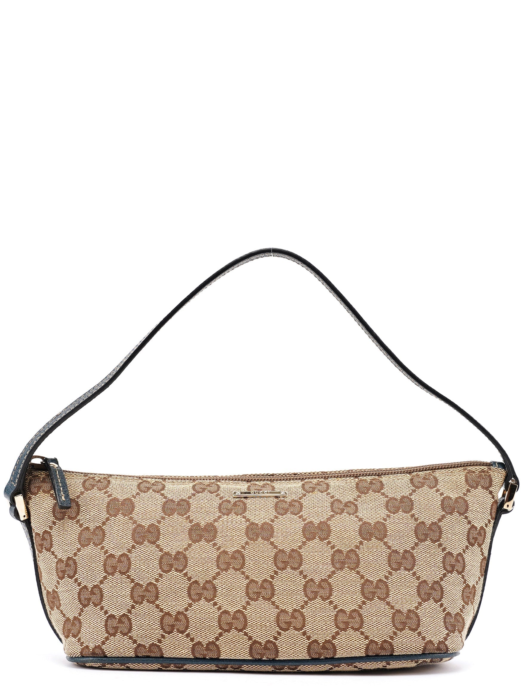 07198 Beige Navy GG Boat Pochette