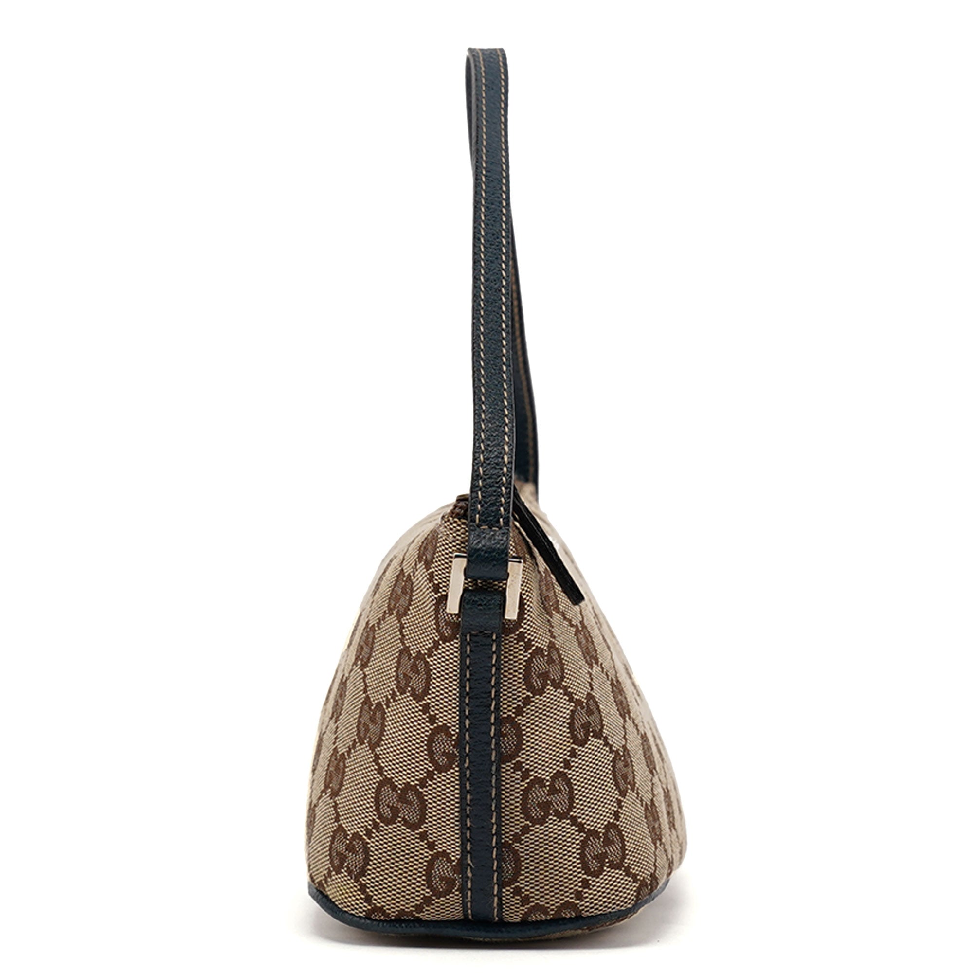 07198 Beige Navy GG Boat Pochette