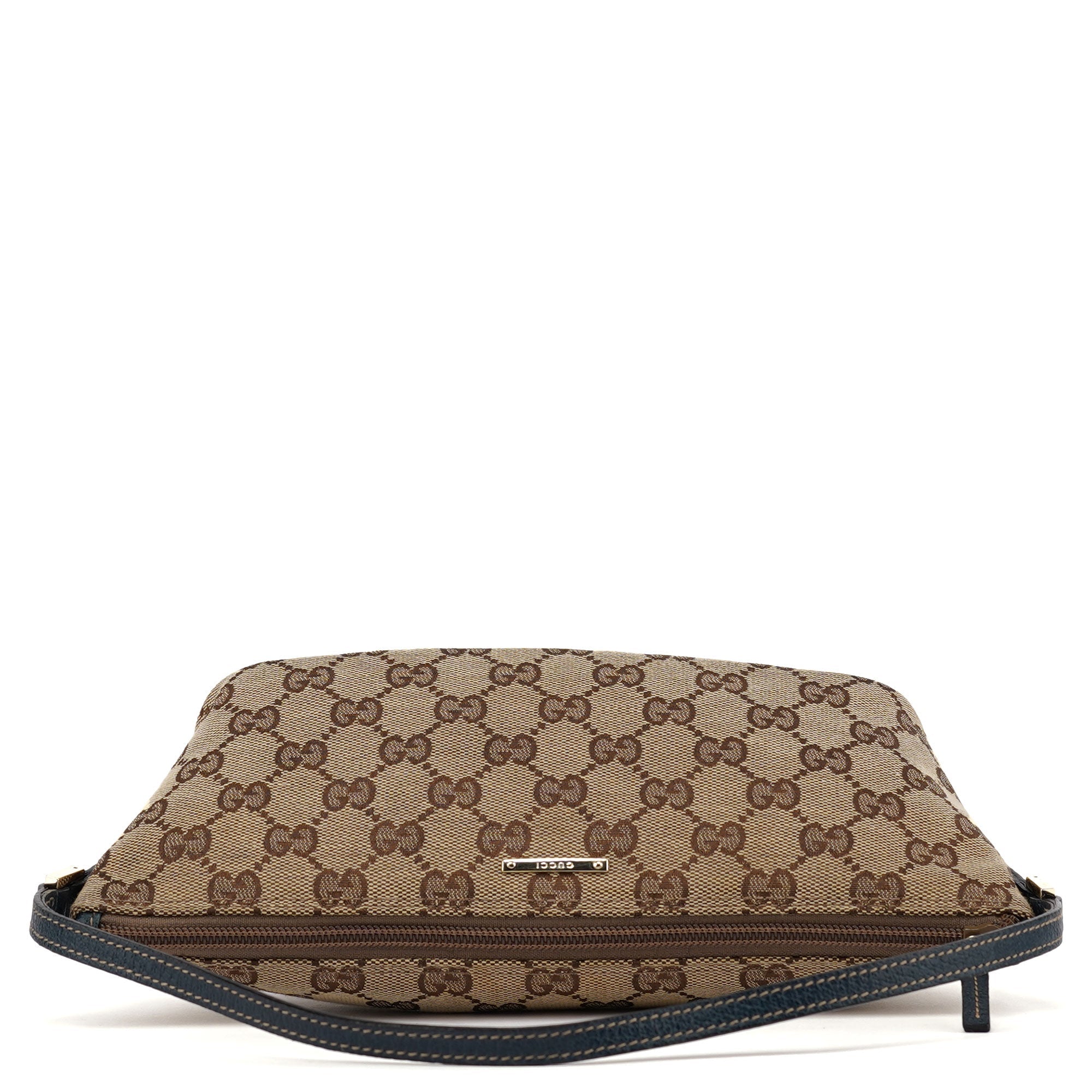 07198 Beige Navy GG Boat Pochette