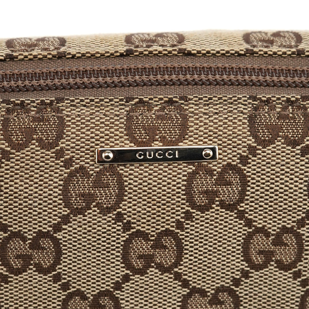 07198 Beige Navy GG Boat Pochette