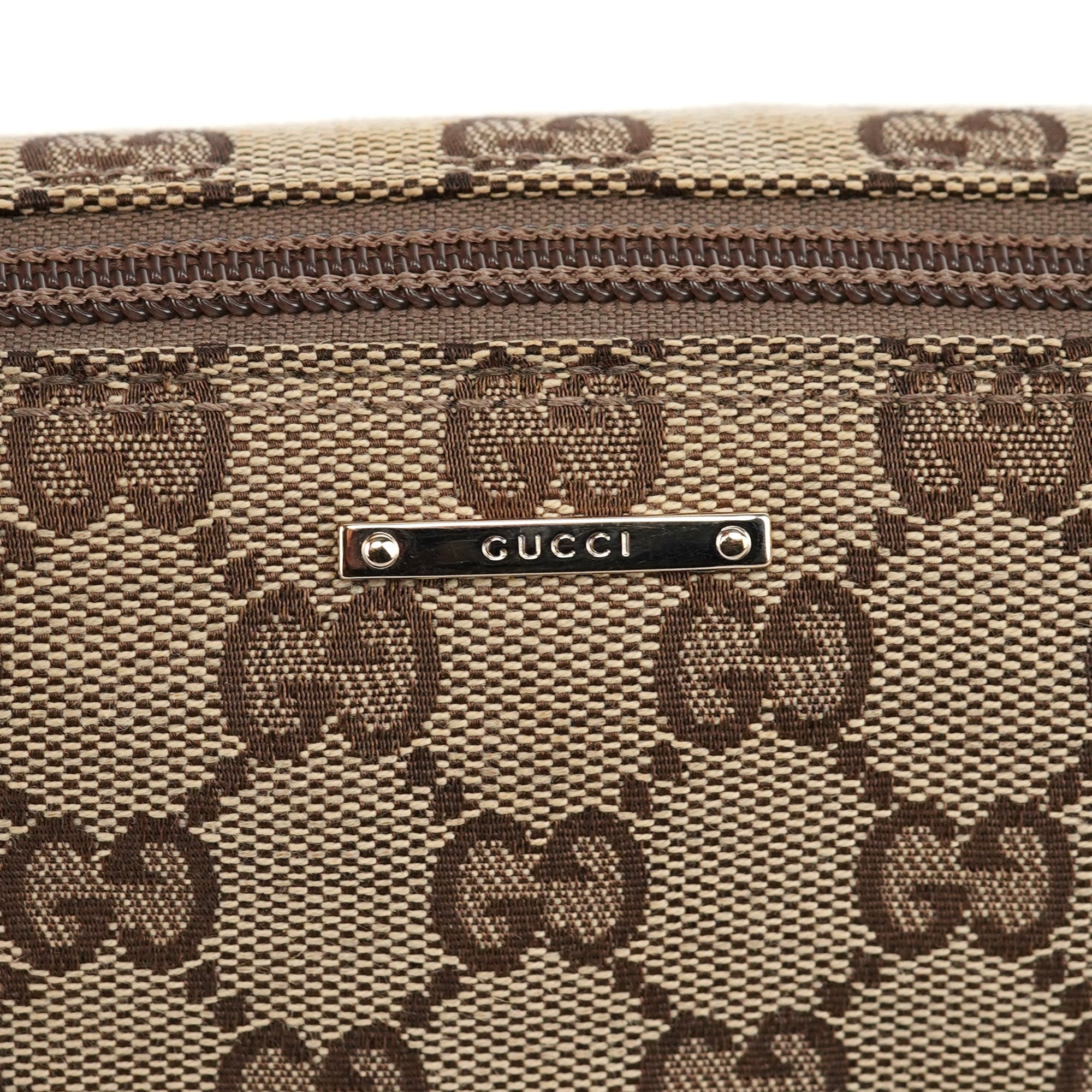 07198 Beige Navy GG Boat Pochette