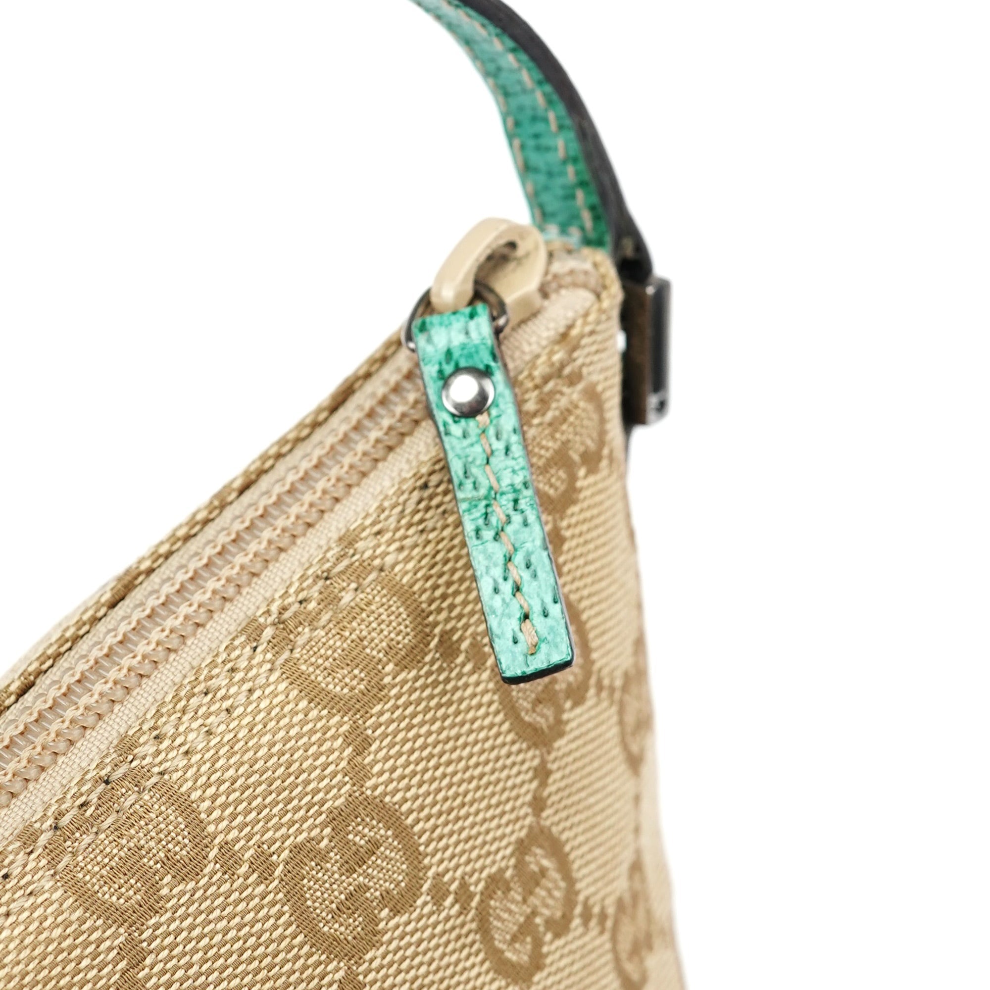 07198 Beige Turquoise GG Boat Pochette