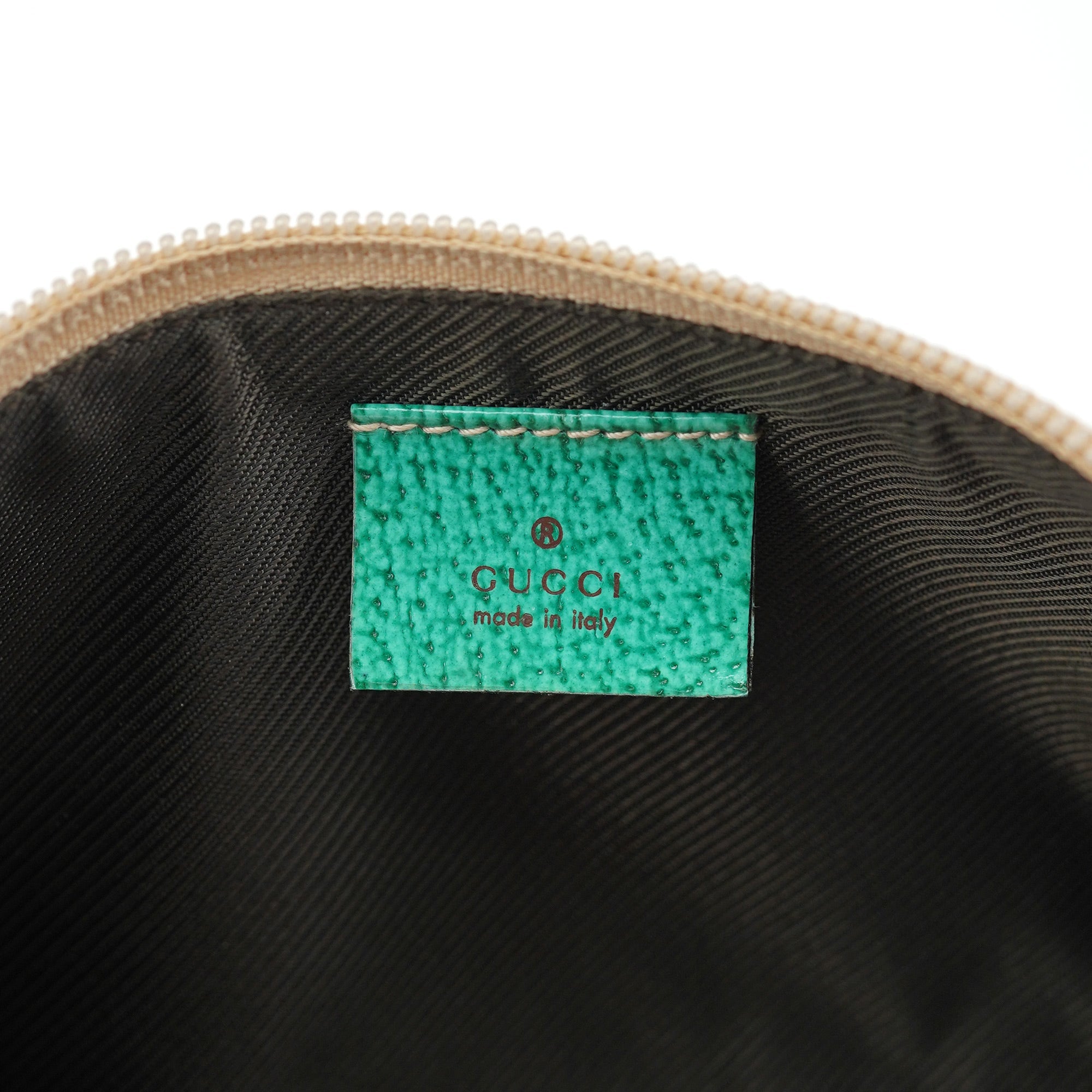 07198 Beige Turquoise GG Boat Pochette