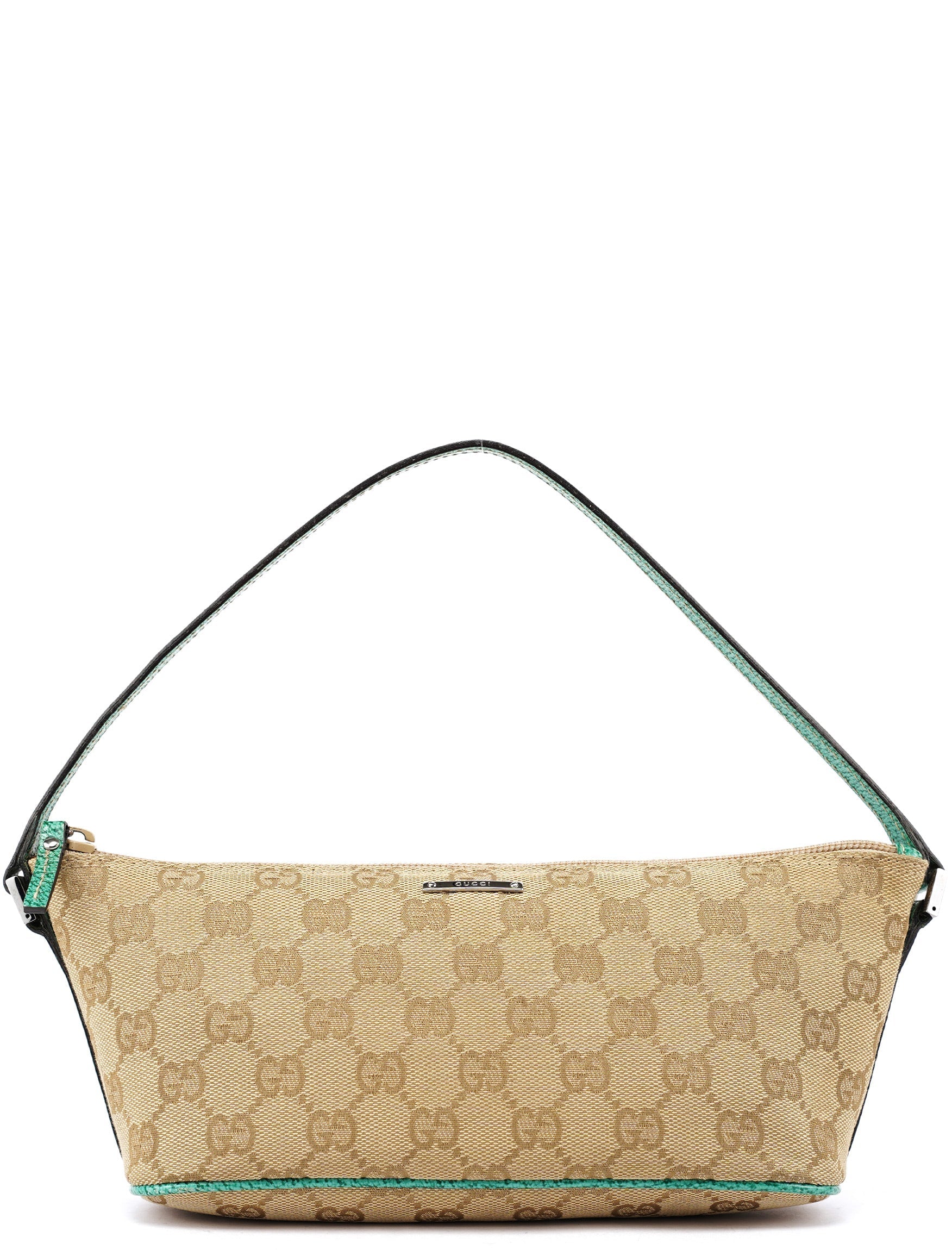 07198 Beige Turquoise GG Boat Pochette