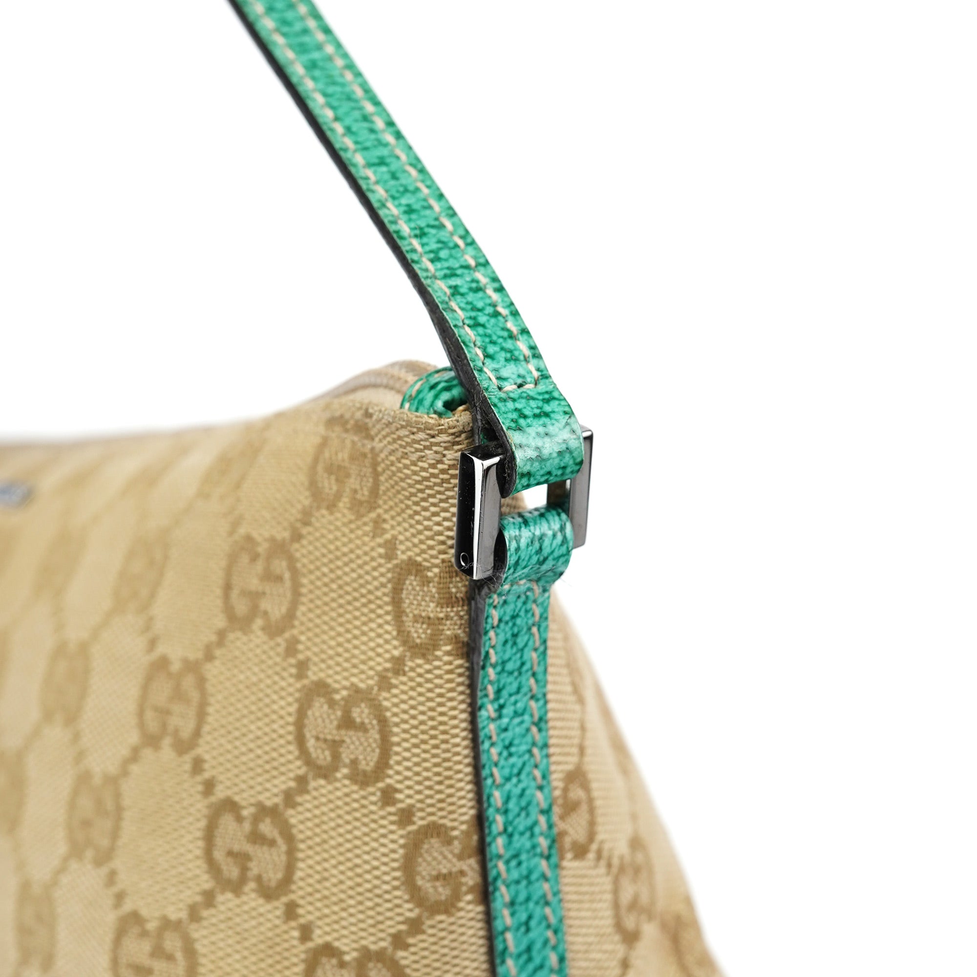 07198 Beige Turquoise GG Boat Pochette
