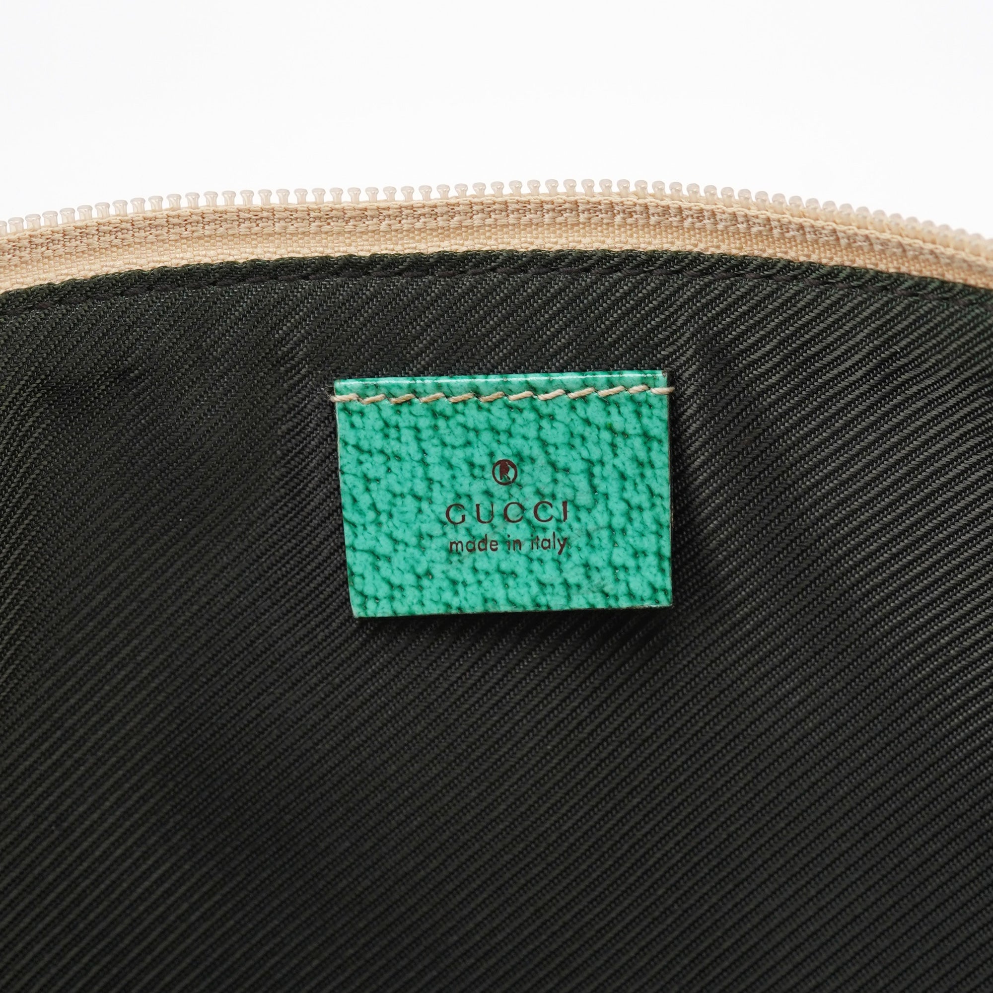 07198 Beige Turquoise GG Boat Pochette