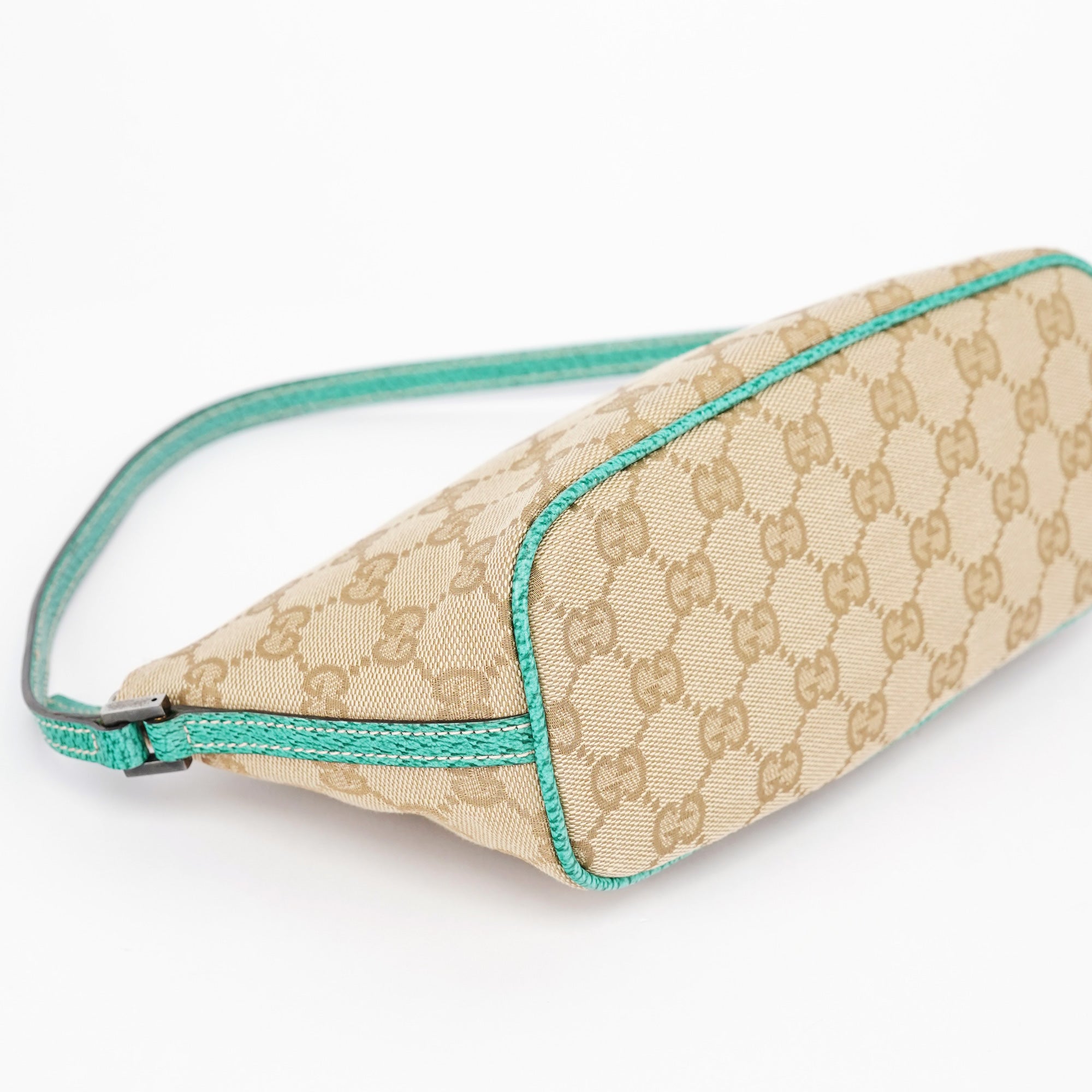 07198 Beige Turquoise GG Boat Pochette