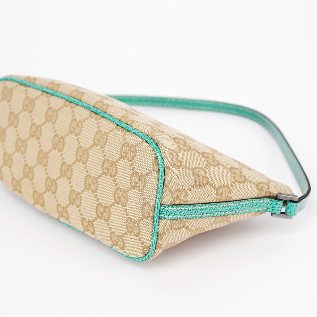 07198 Beige Turquoise GG Boat Pochette