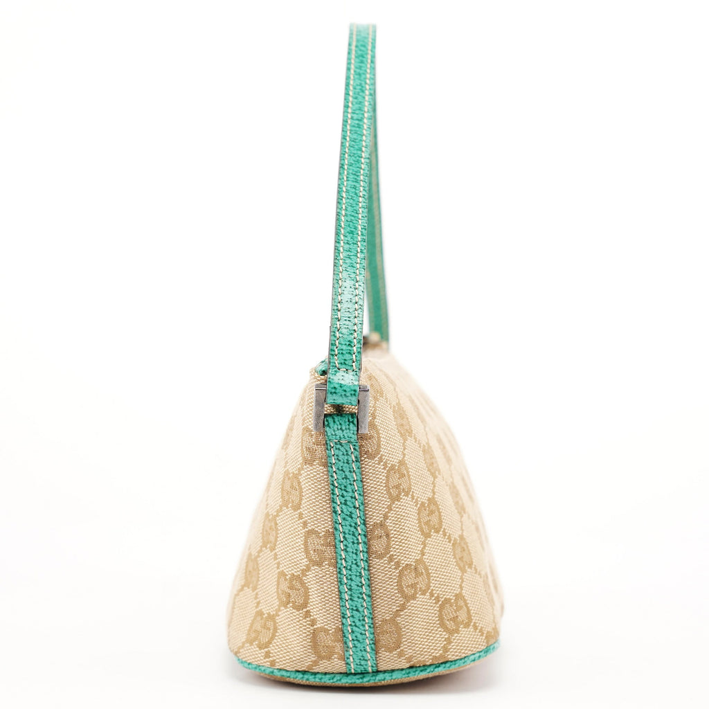 07198 Beige Turquoise GG Boat Pochette