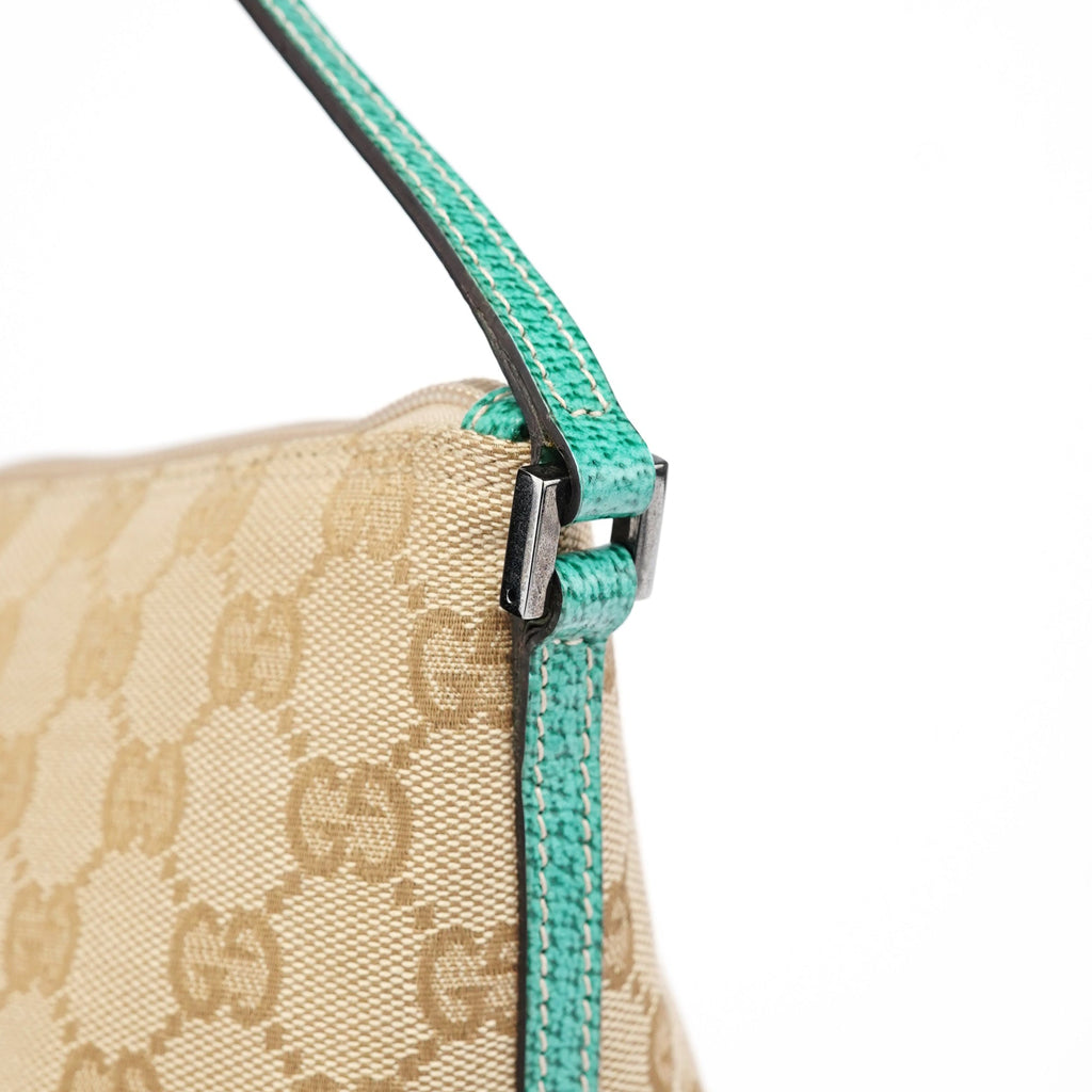 07198 Beige Turquoise GG Boat Pochette