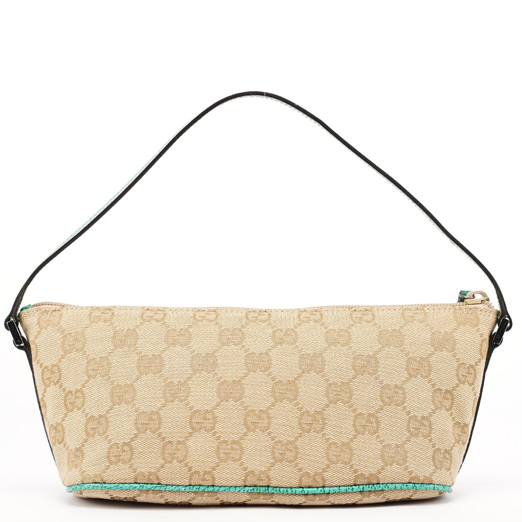 07198 Beige Turquoise GG Boat Pochette