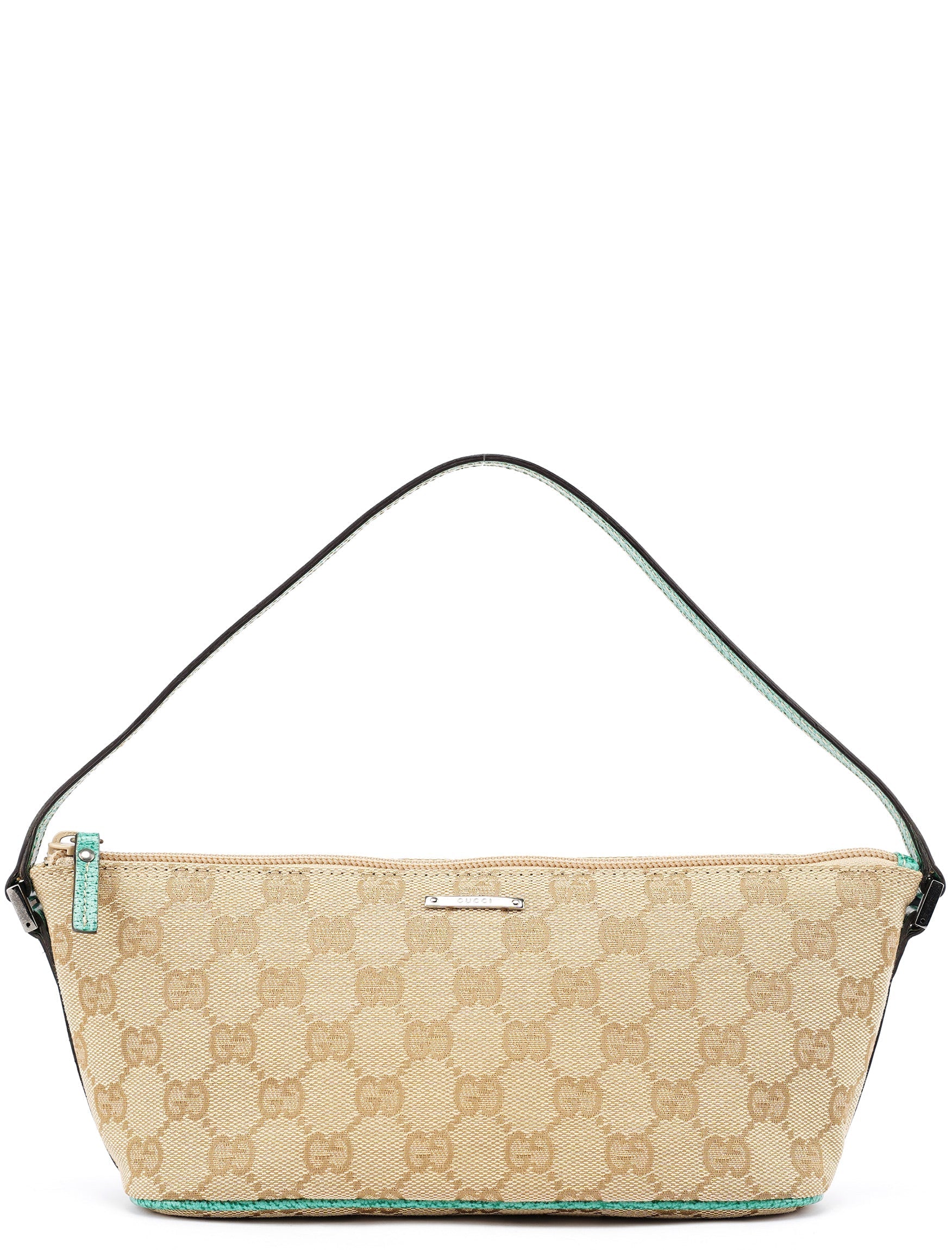 07198 Beige Turquoise GG Boat Pochette