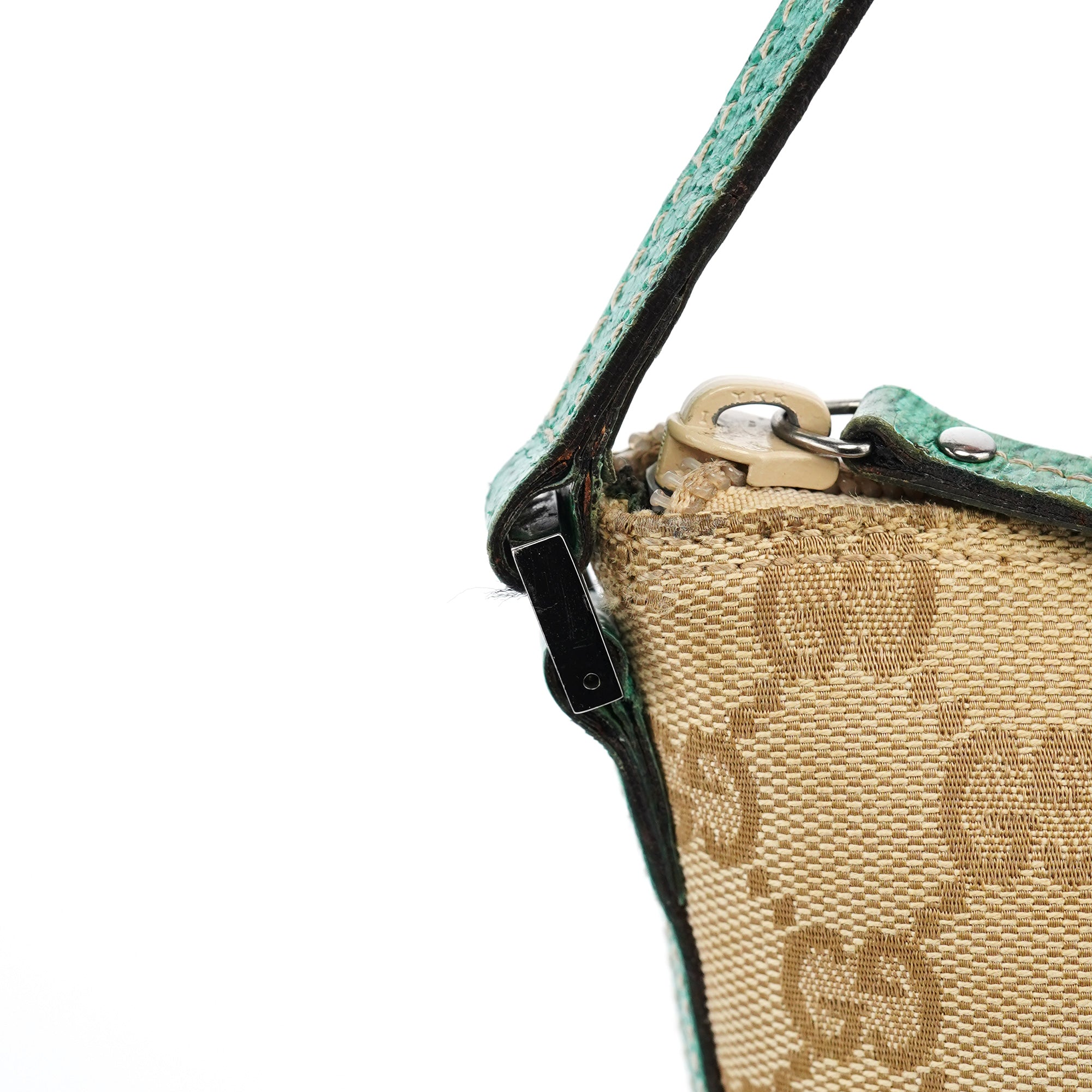 07198 Beige Turquoise GG Boat Pochette