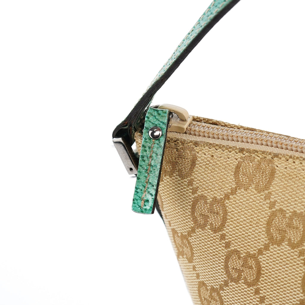 07198 Beige Turquoise GG Boat Pochette