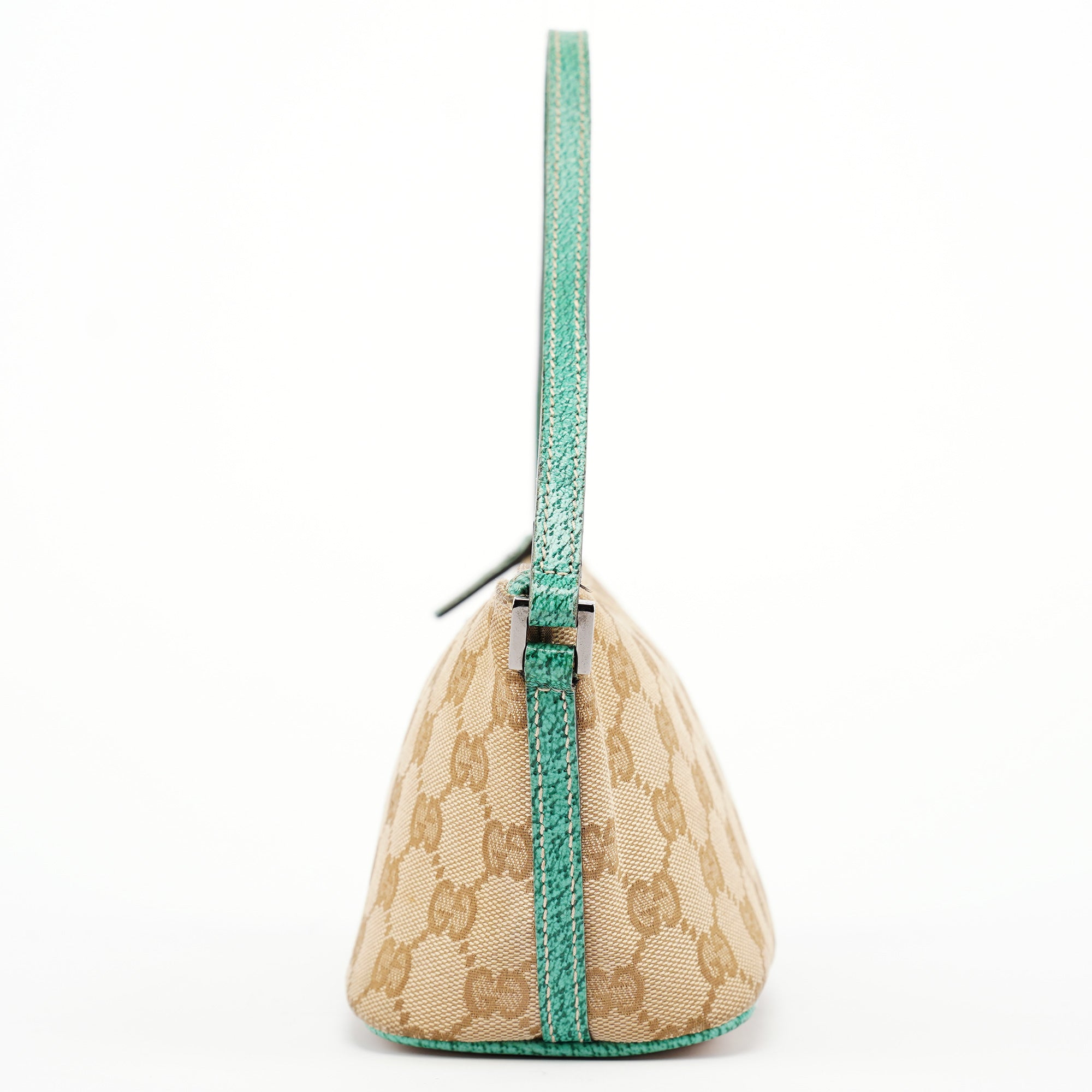 07198 Beige Turquoise GG Boat Pochette