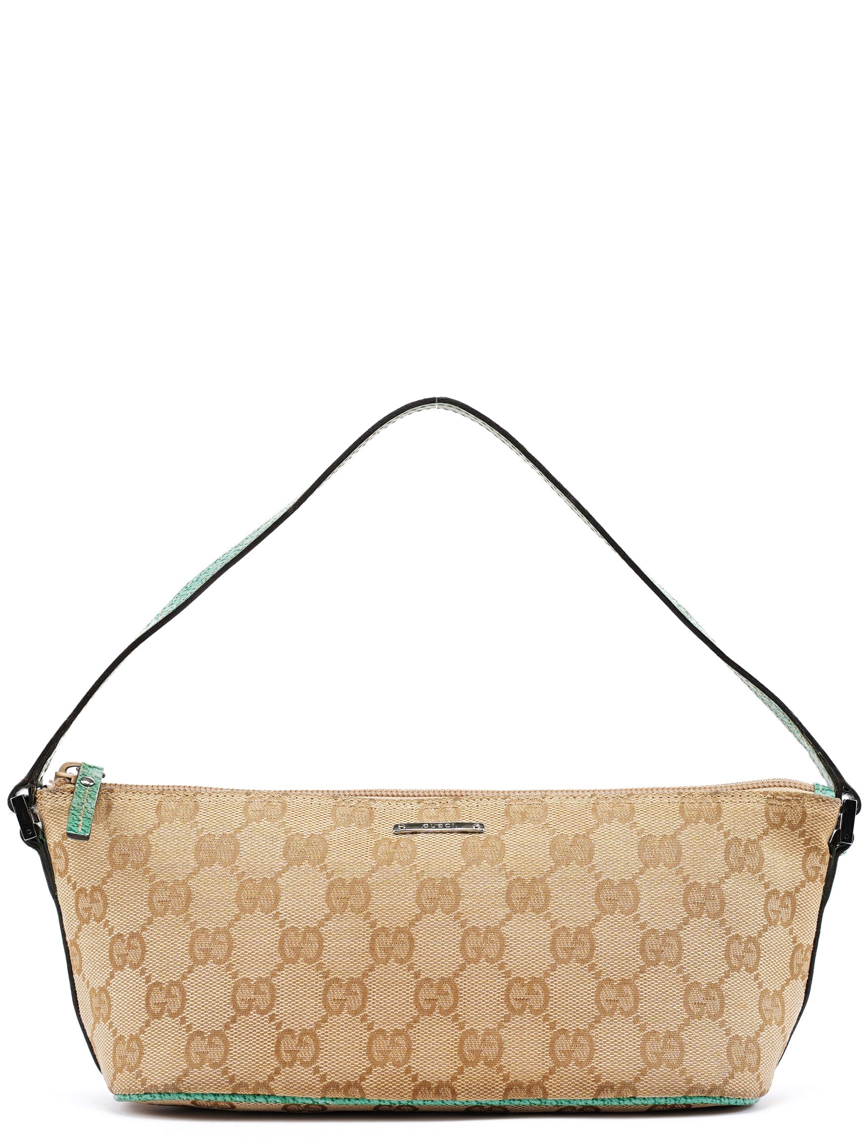 07198 Beige Turquoise GG Boat Pochette