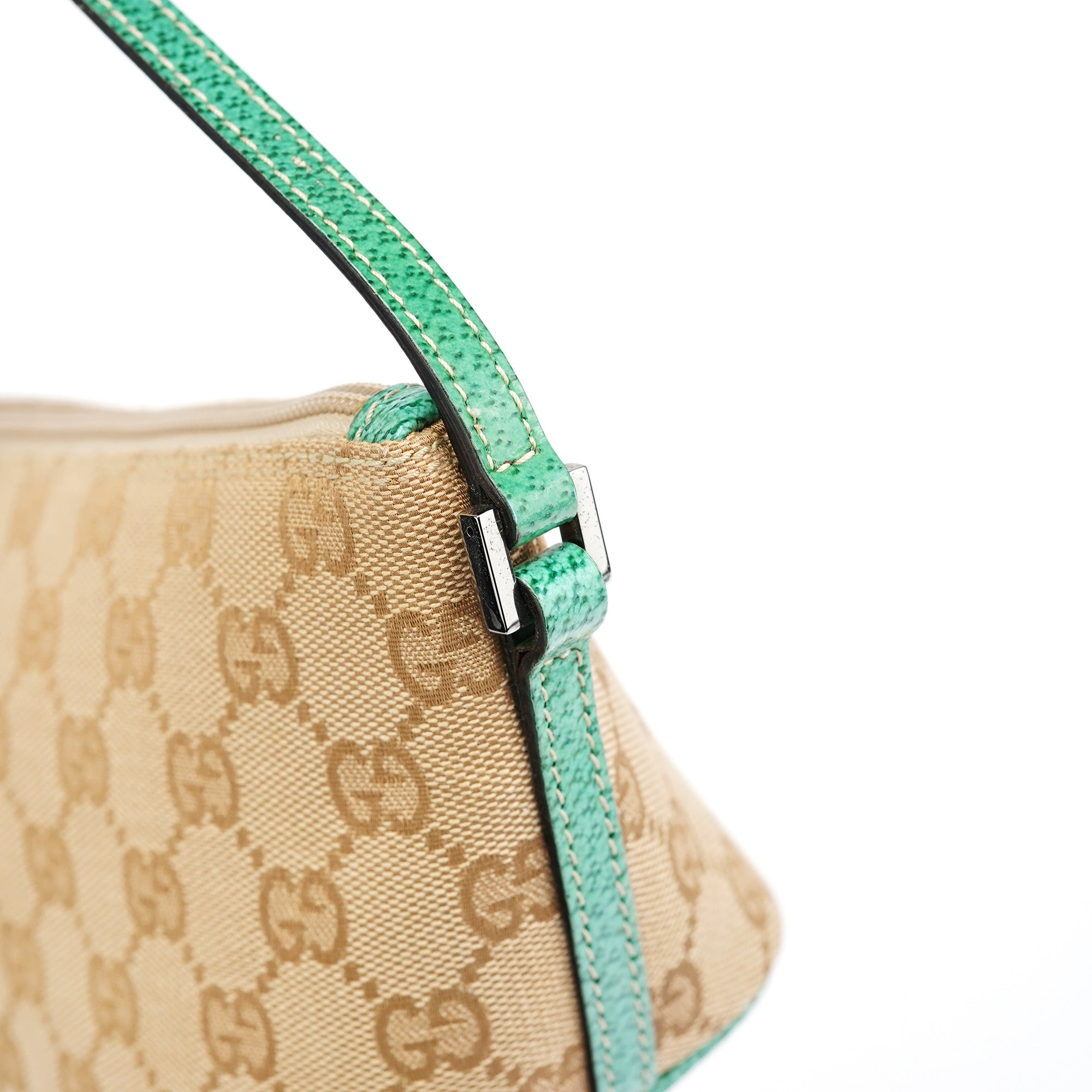 07198 Beige Turquoise GG Boat Pochette