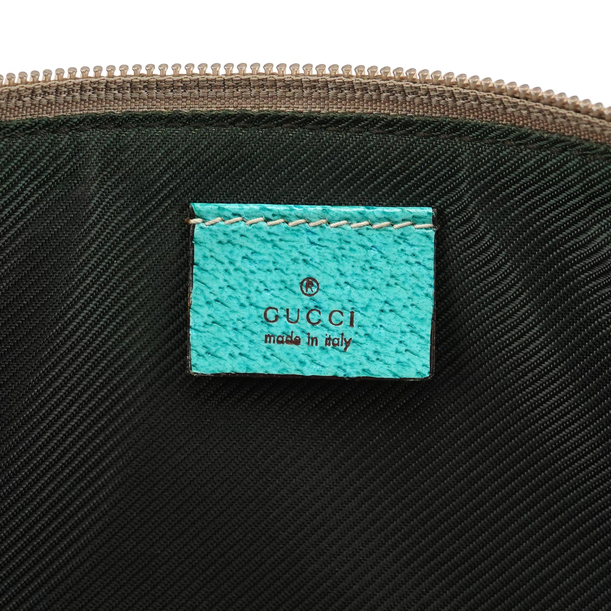 07198 Beige Turquoise GG Boat Pochette