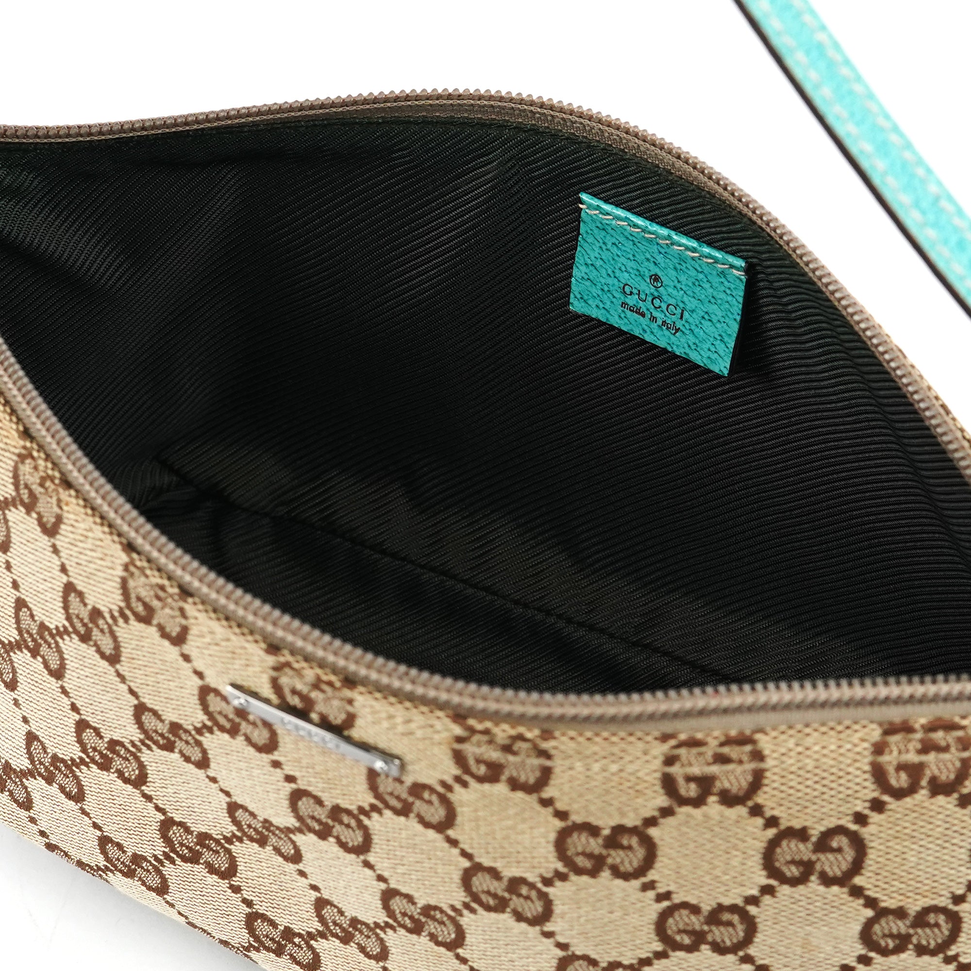 07198 Beige Turquoise GG Boat Pochette
