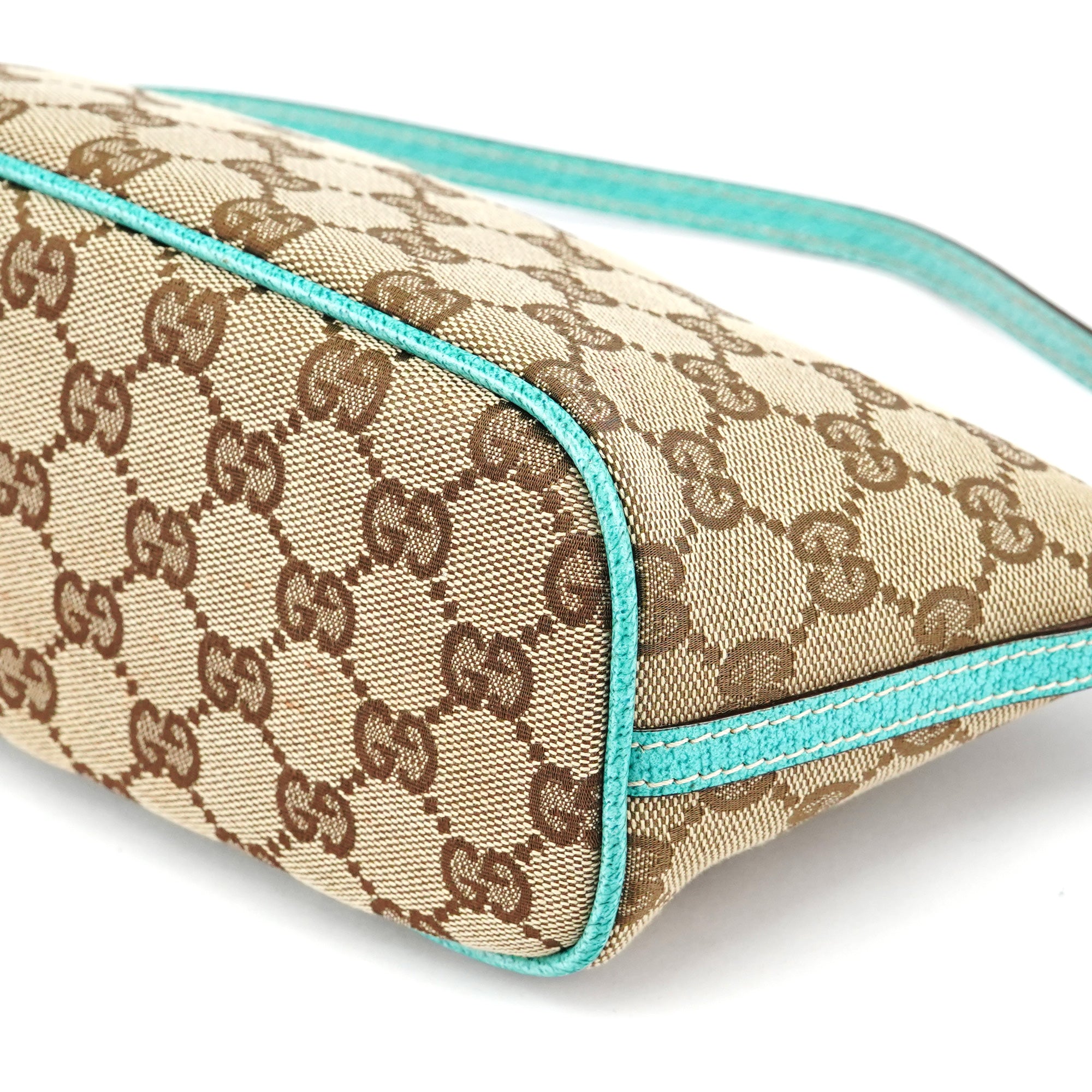 07198 Beige Turquoise GG Boat Pochette
