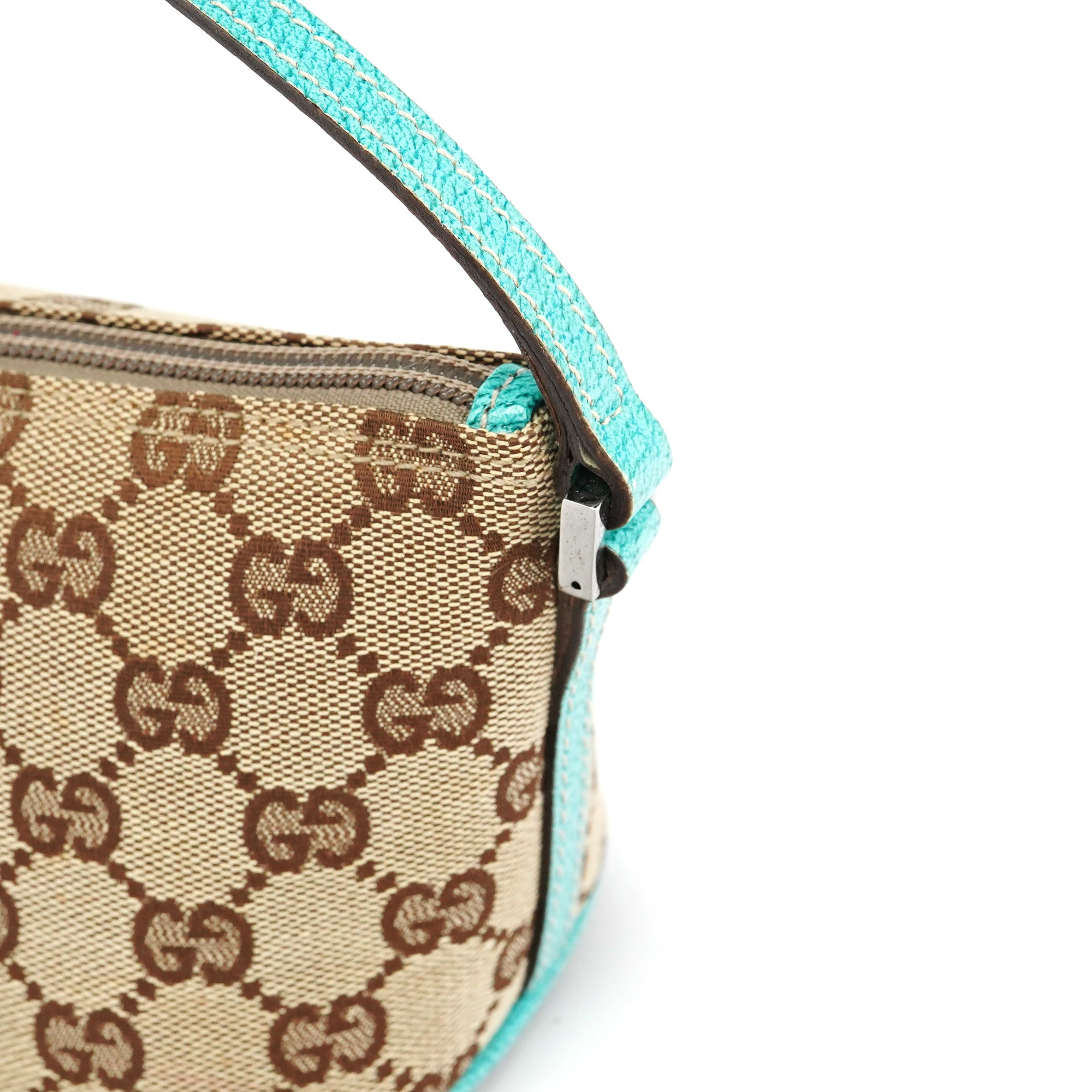 07198 Beige Turquoise GG Boat Pochette