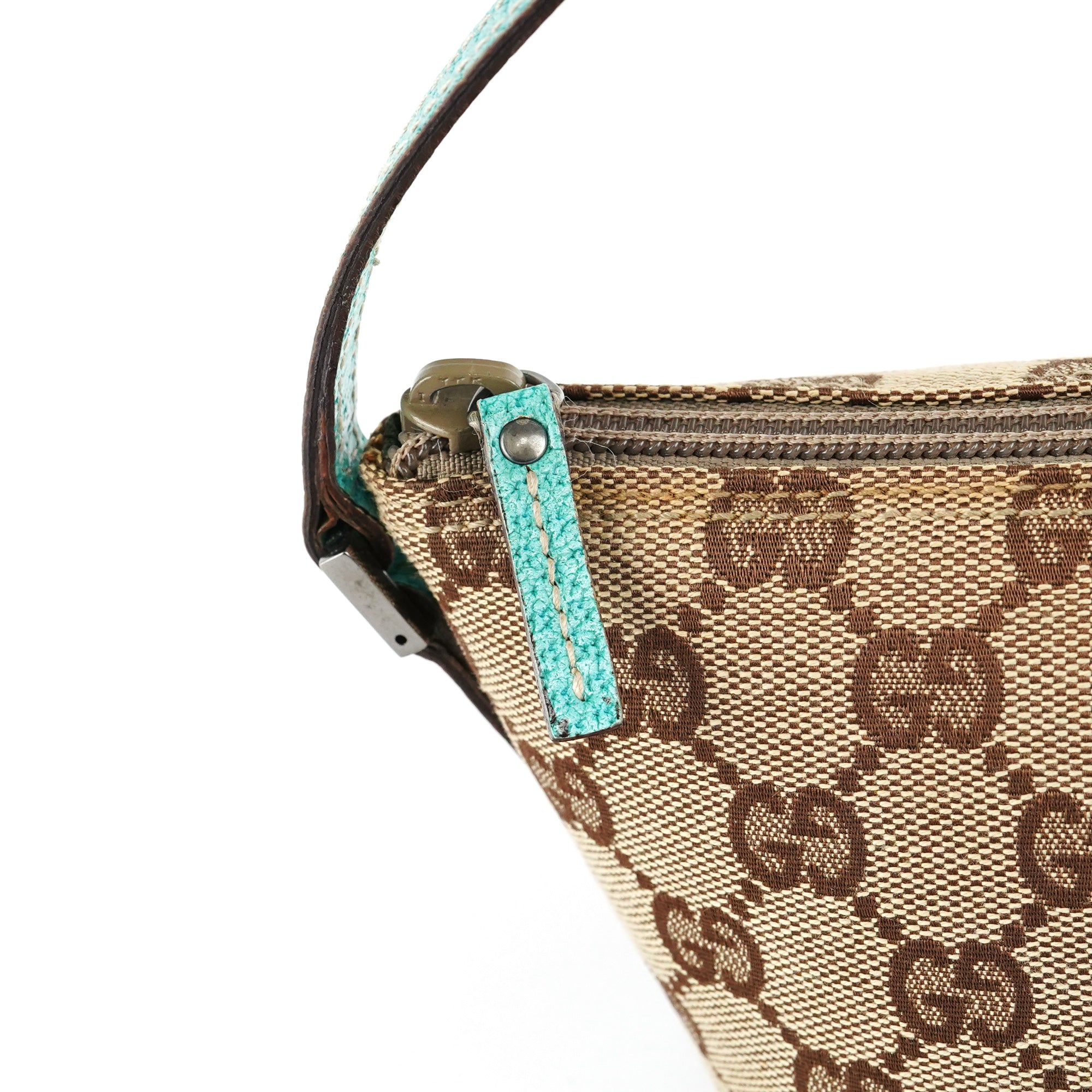 07198 Beige Turquoise GG Boat Pochette