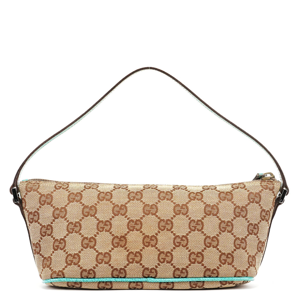 07198 Beige Turquoise GG Boat Pochette