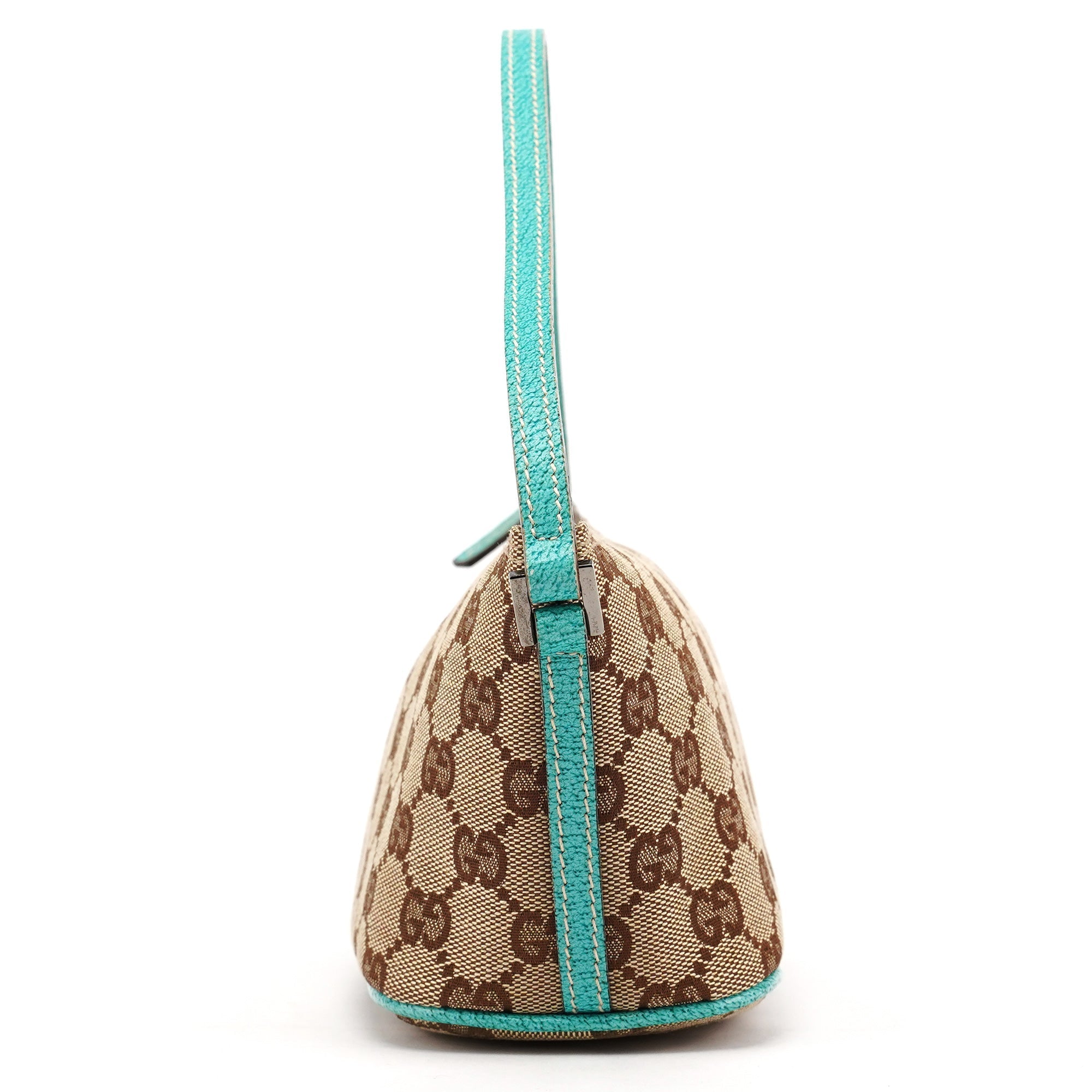 07198 Beige Turquoise GG Boat Pochette