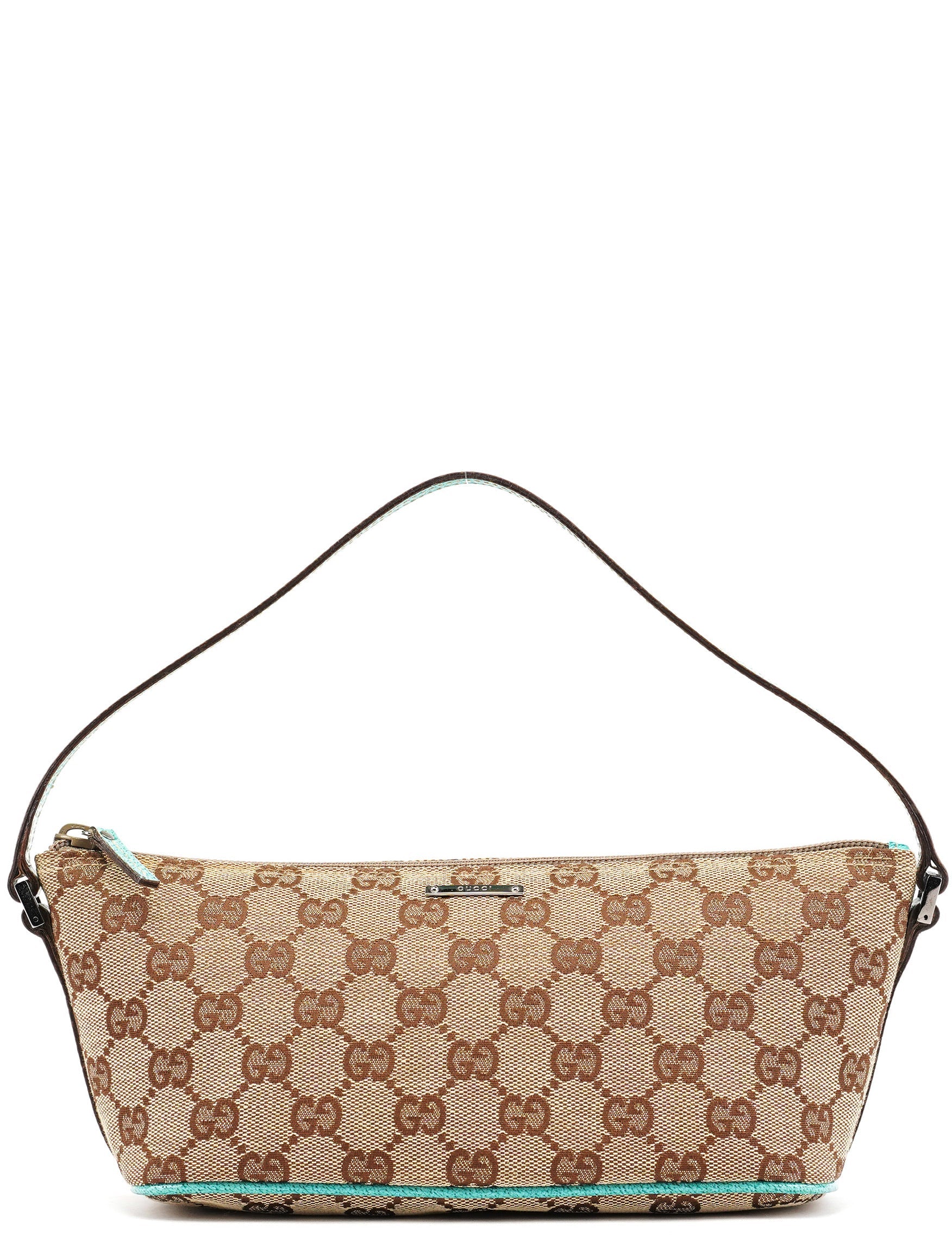 07198 Beige Turquoise GG Boat Pochette