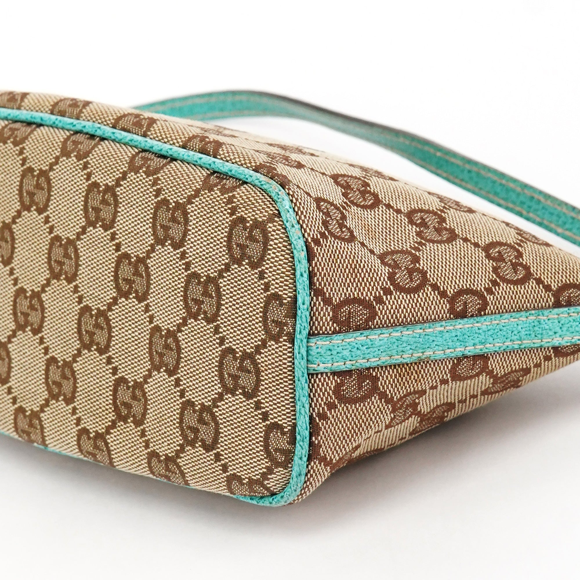 07198 Beige Turquoise GG Boat Pochette
