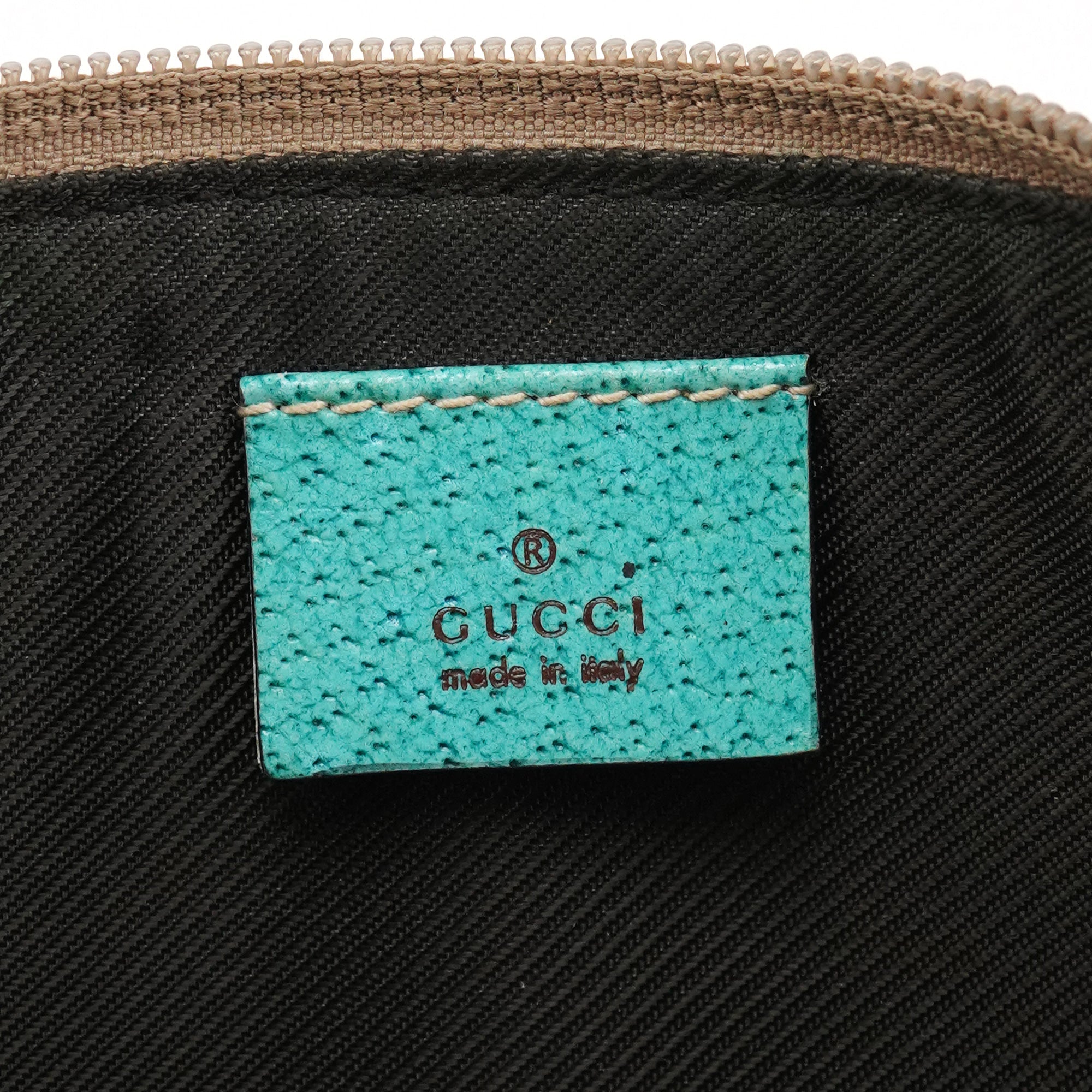 07198 Beige Turquoise GG Boat Pochette