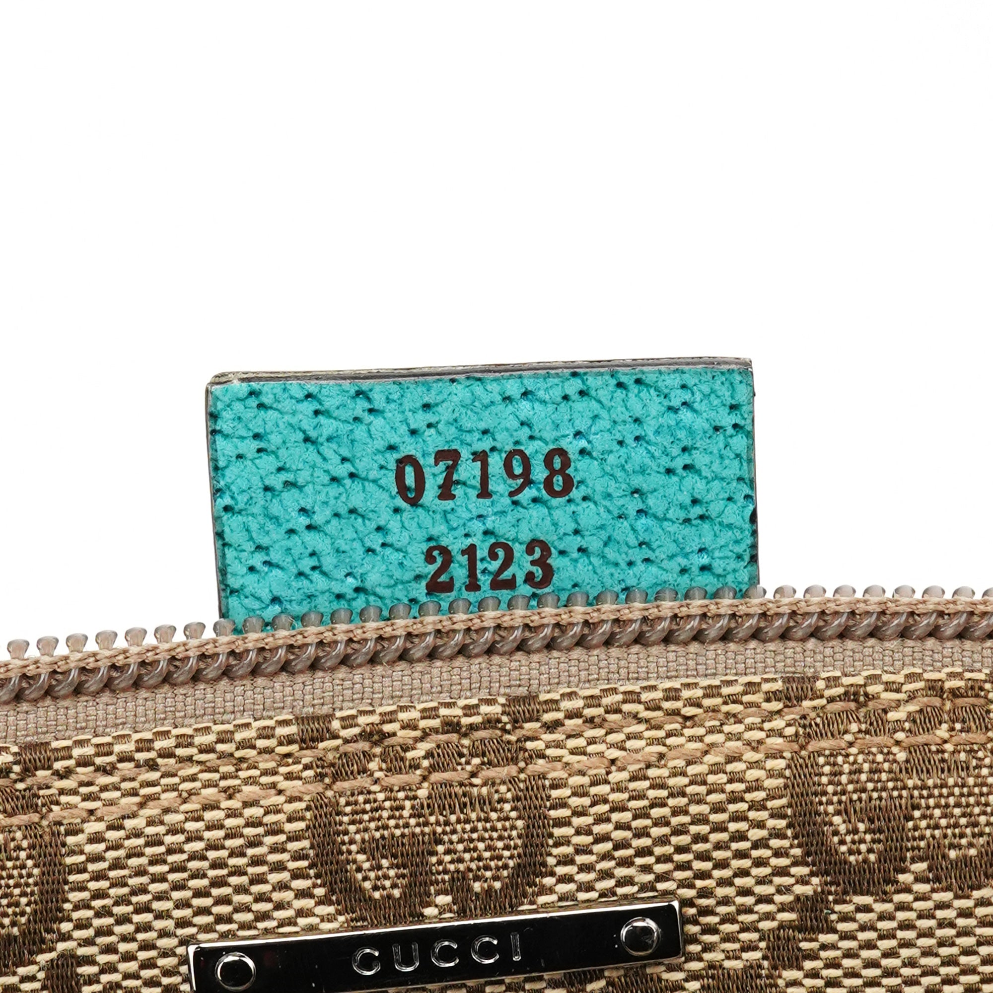 07198 Beige Turquoise GG Boat Pochette