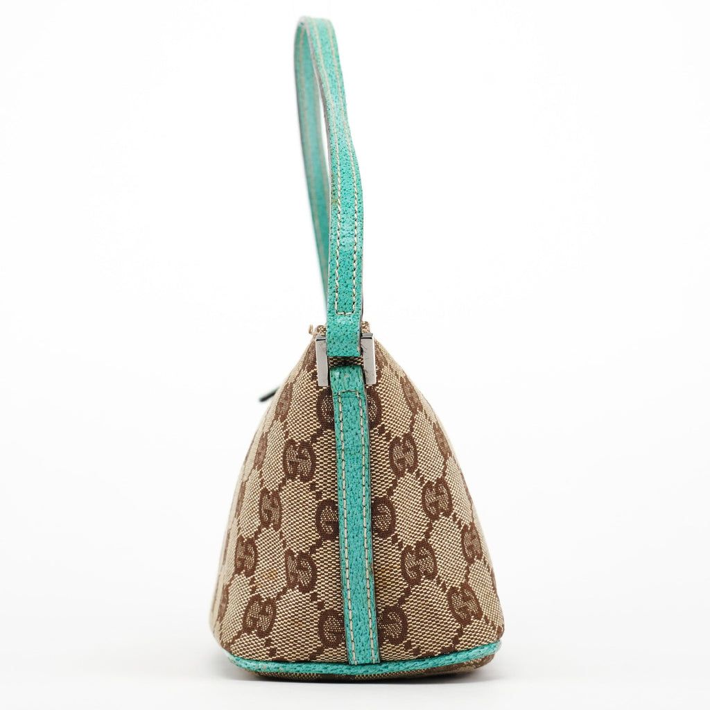 07198 Beige Turquoise GG Boat Pochette