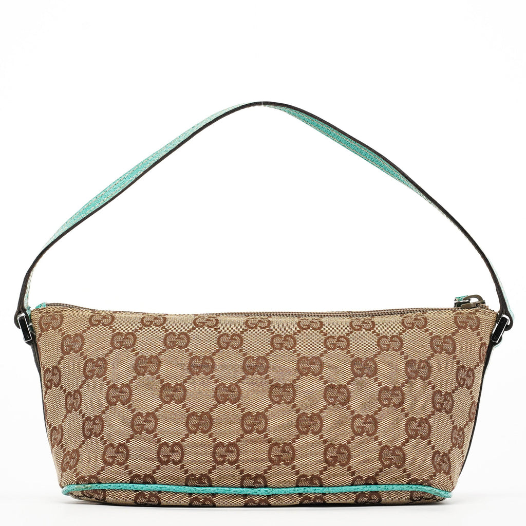07198 Beige Turquoise GG Boat Pochette