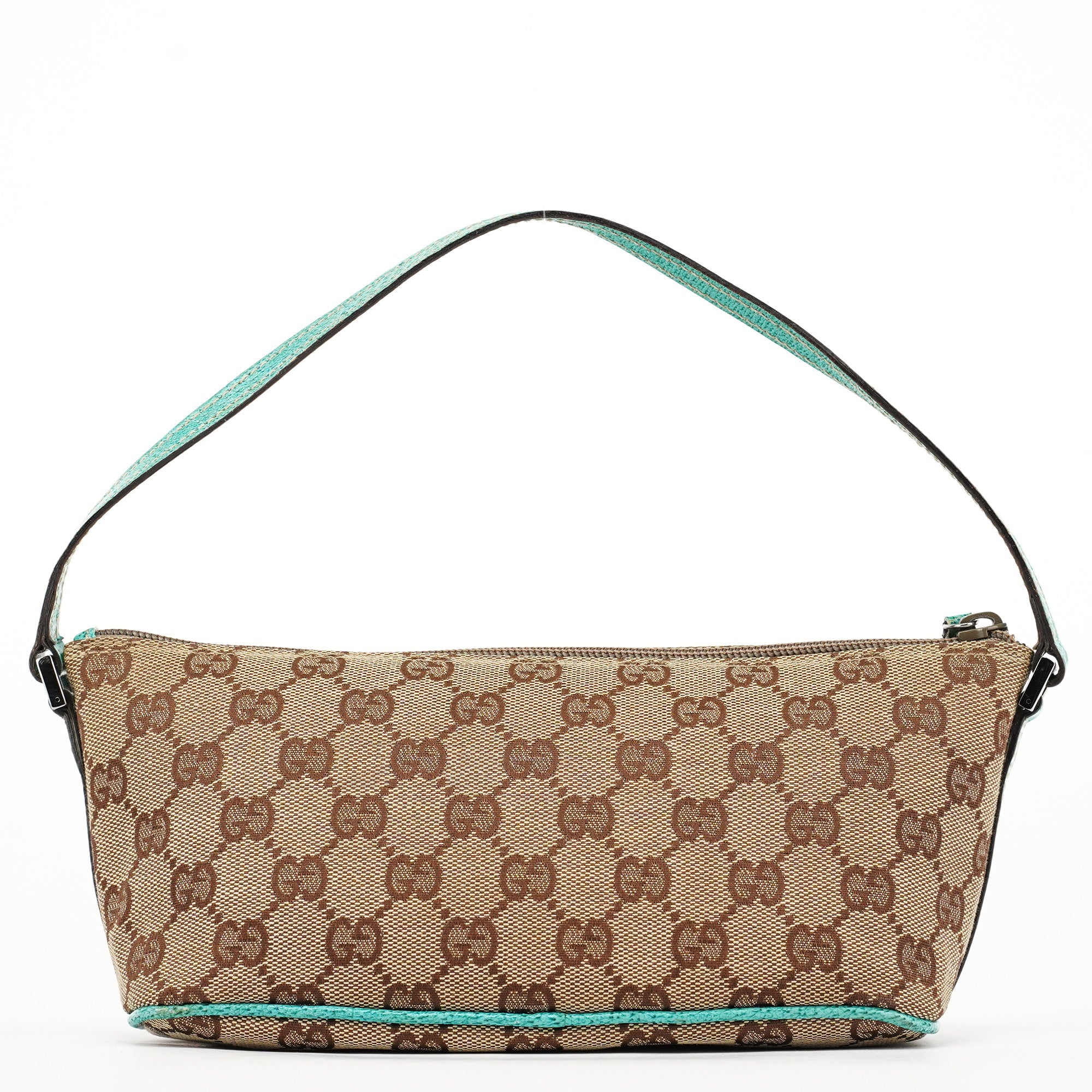 07198 Beige Turquoise GG Boat Pochette
