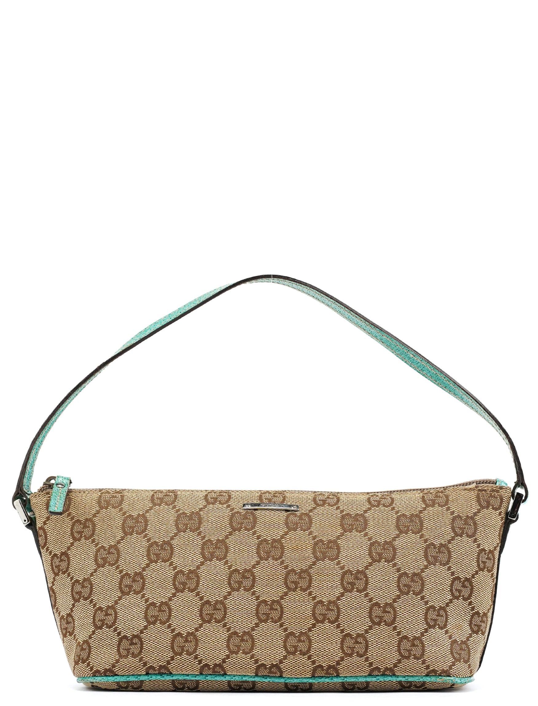 07198 Beige Turquoise GG Boat Pochette